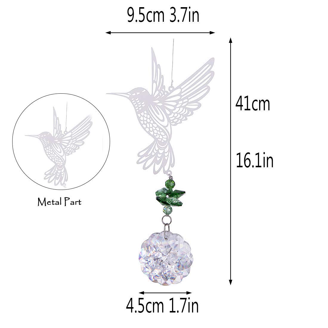 H&D HYALINE & DORA Crystal Glass Prism Sun Catcher - Rainbow Maker Window Hanging Decor for Hummingbirds | Perfect Gift for Home, Garden & Office Decor