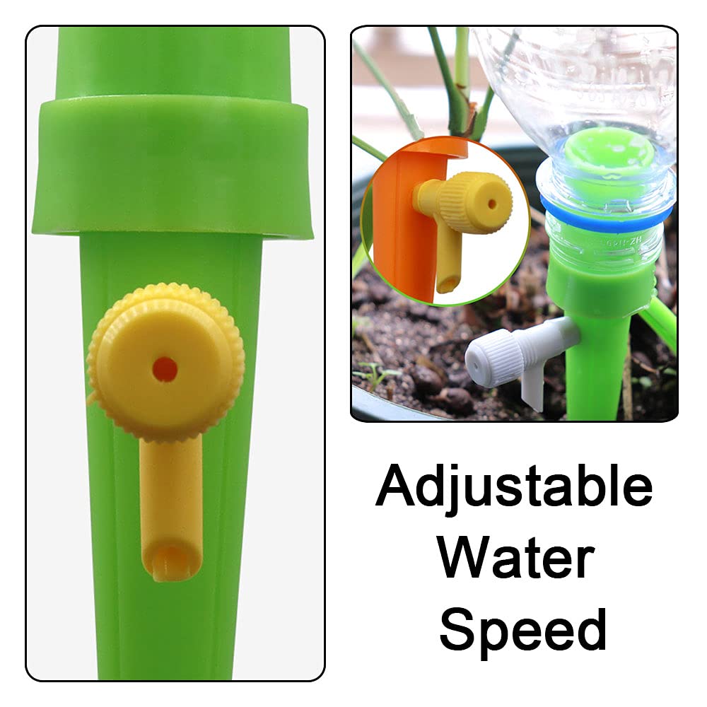 16Pcs Self Watering Spikes for Plants - Adjustable Automatic Plant Waterer with Control Valve - Indoor Outdoor Garden Watering System - Perfect for Vacation Plant Care & Drip Irrigation
