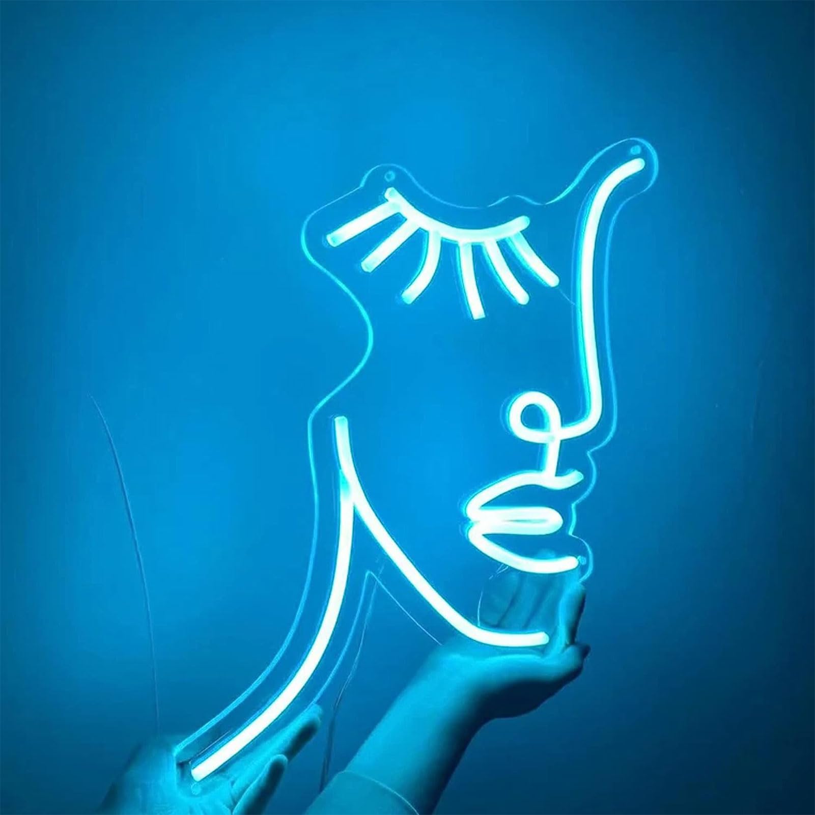 Stylish Lady Face LED Neon Sign - Aesthetic Wall Decor for Women, Girls Room & Party | Graphic Art Neon Lights for Living Room, Bedroom, Bar & Birthday Decorations | Perfect for Home, Office & Event Lighting