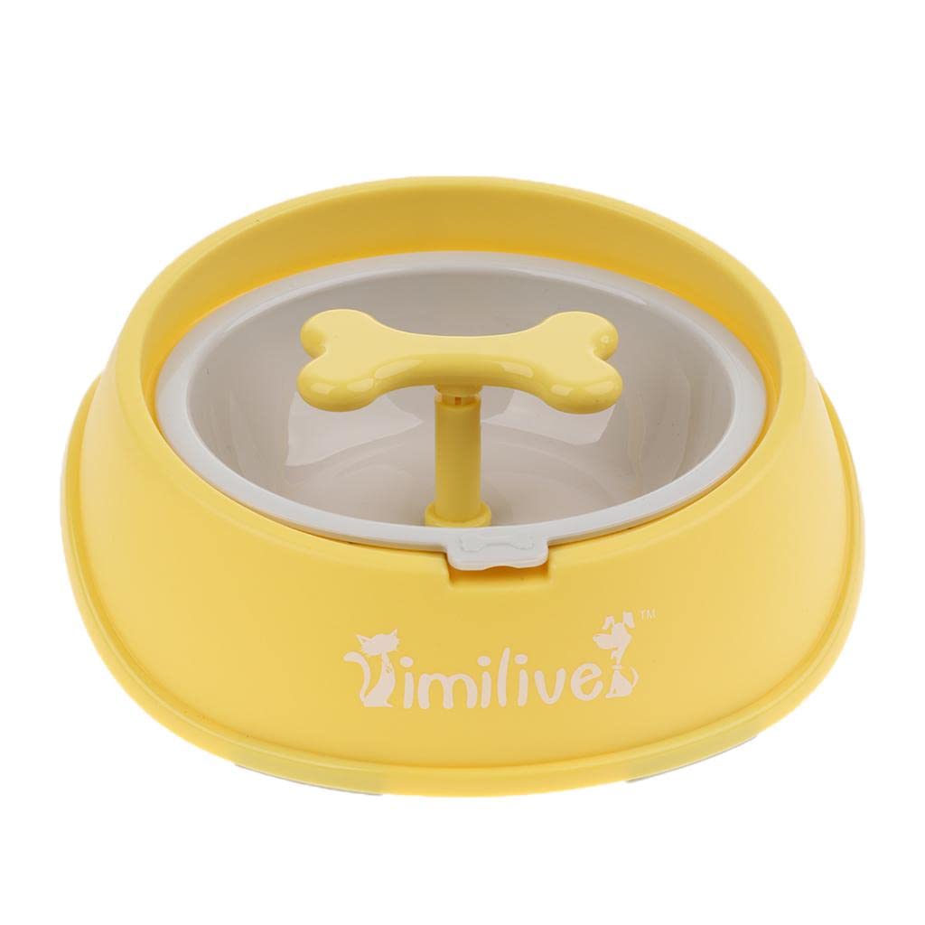 MYADDICTION Rotating Slow Feeder Dog Bowl - Interactive Puzzle Feeder for Puppies & Cats - Non-Slip Pet Food Dish (Yellow) - Perfect for Mealtime Enrichment and Preventing Bloat in Dogs