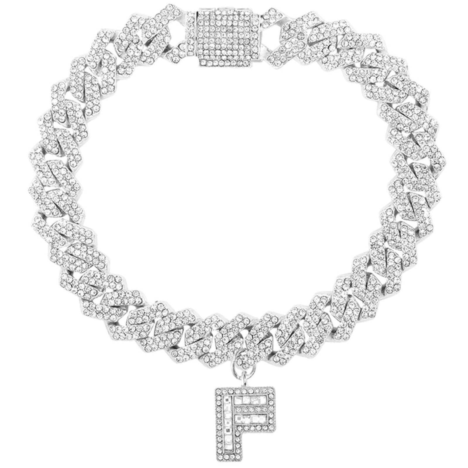 MESKEL Bling Baguette Letter Anklet Bracelet for Women - 14MM Ankle Chain Jewelry | Punk Hip Hop Style | Perfect for Parties, Concerts & Everyday Fashion