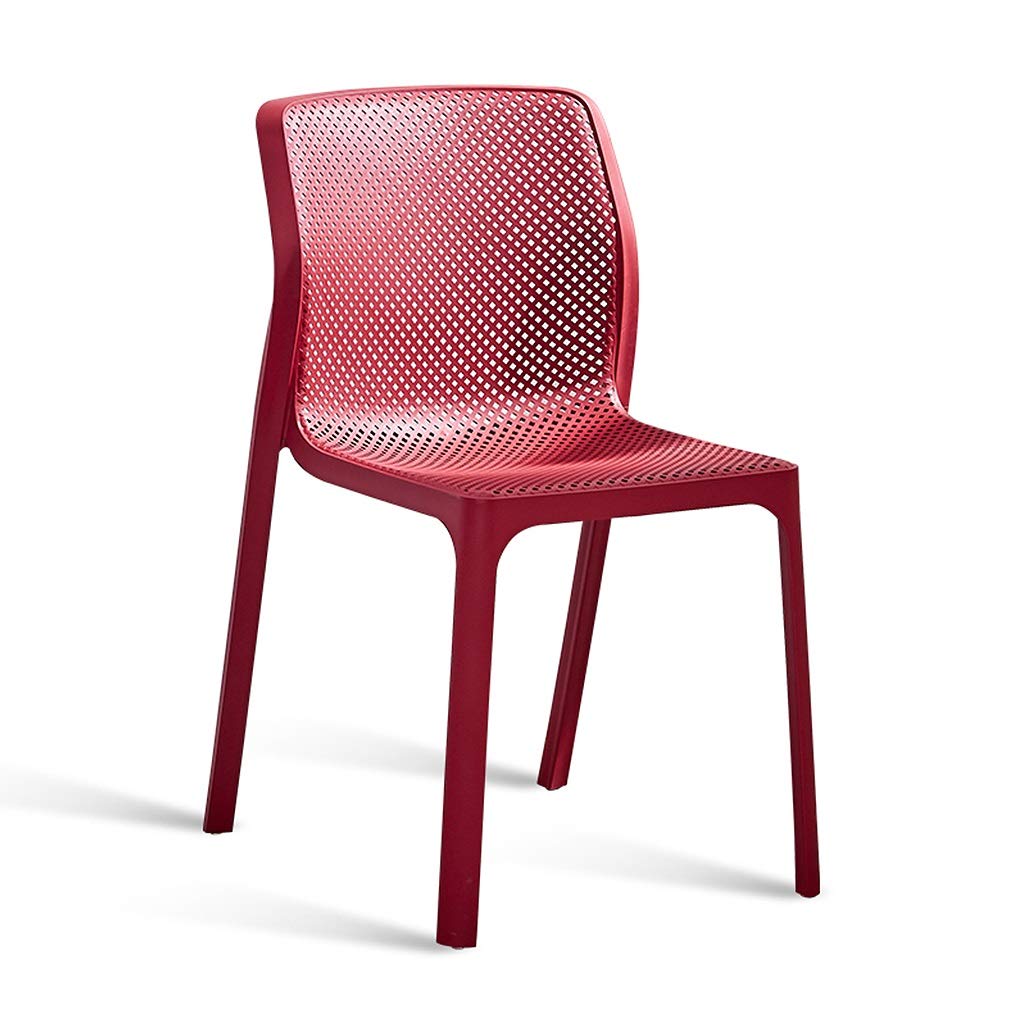 Stylish Hollow Lounge Chair - Ergonomic Plastic Dining & Desk Chair, No Assembly Required - Comfortable for Indoor & Outdoor Use - Perfect for Patio, Garden, or Office (Red)