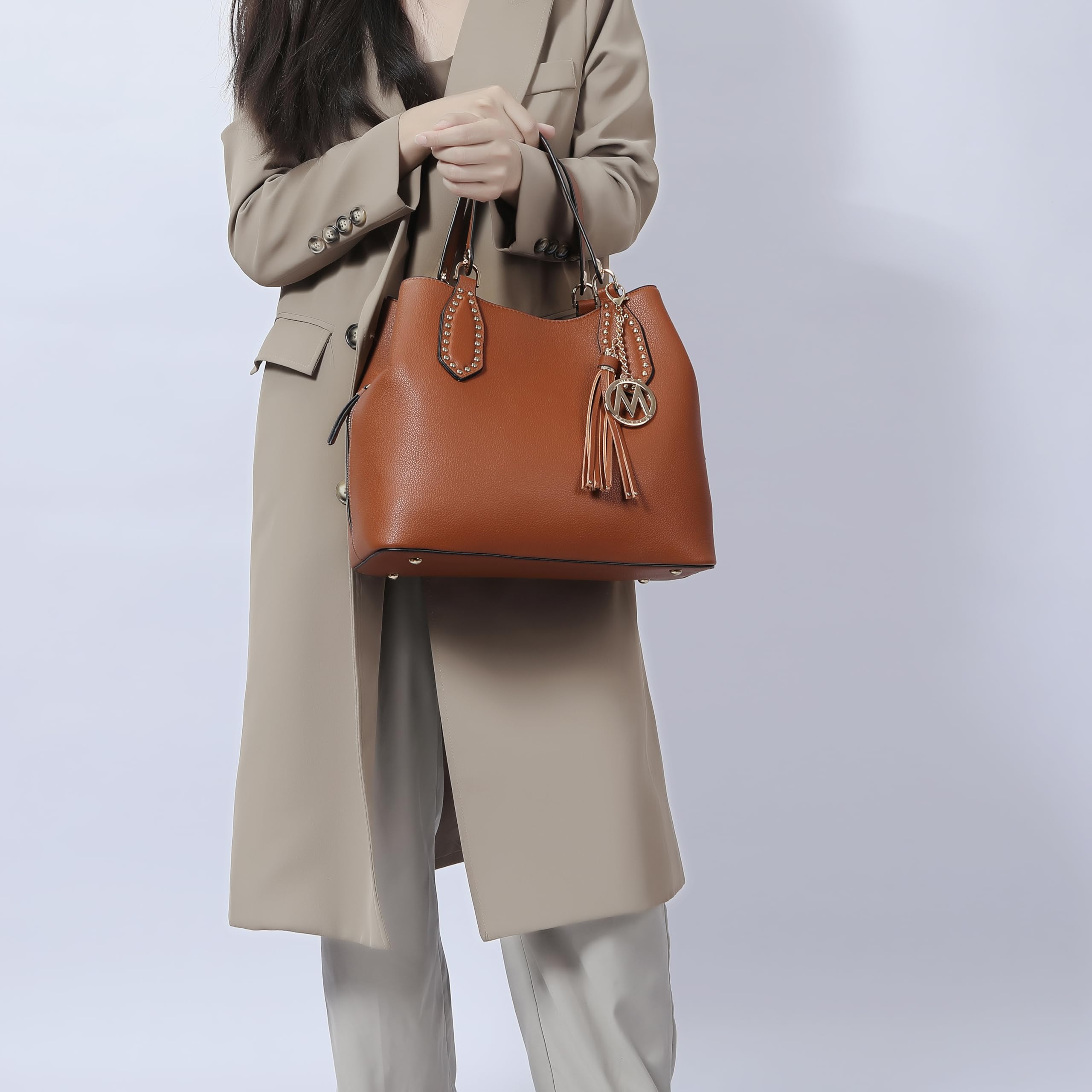 MKF Collection Vegan Leather Hobo Bag for Women - Stylish Tassel Shoulder Bag & Crossbody Purse with Double Handles by Mia K | Perfect for Work, Travel & Everyday Use