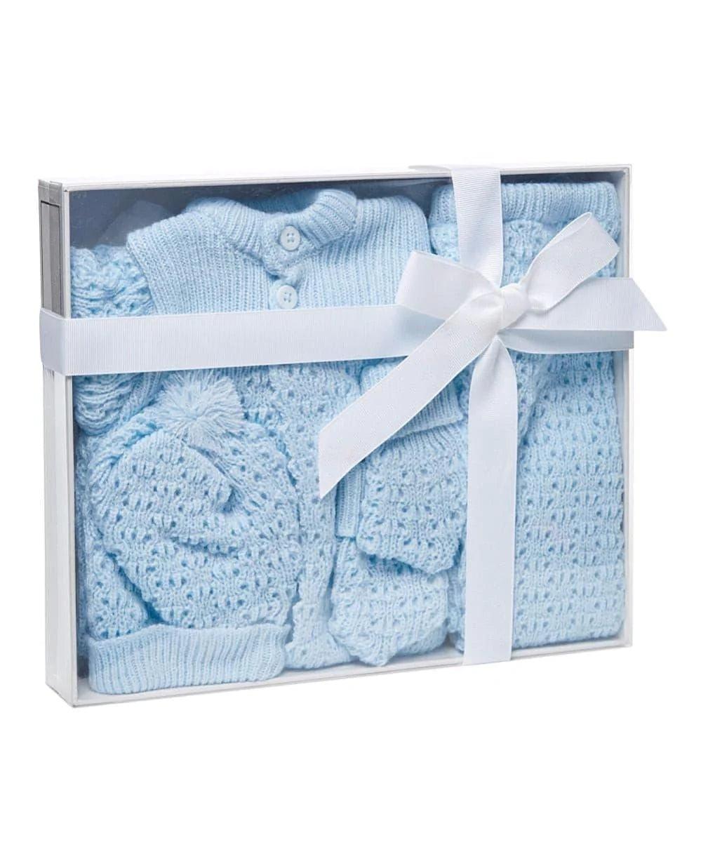 Soft 4-Piece Knit Baby Gift Set for Newborns - Perfect for Baby Showers, Christenings & Photo Shoots