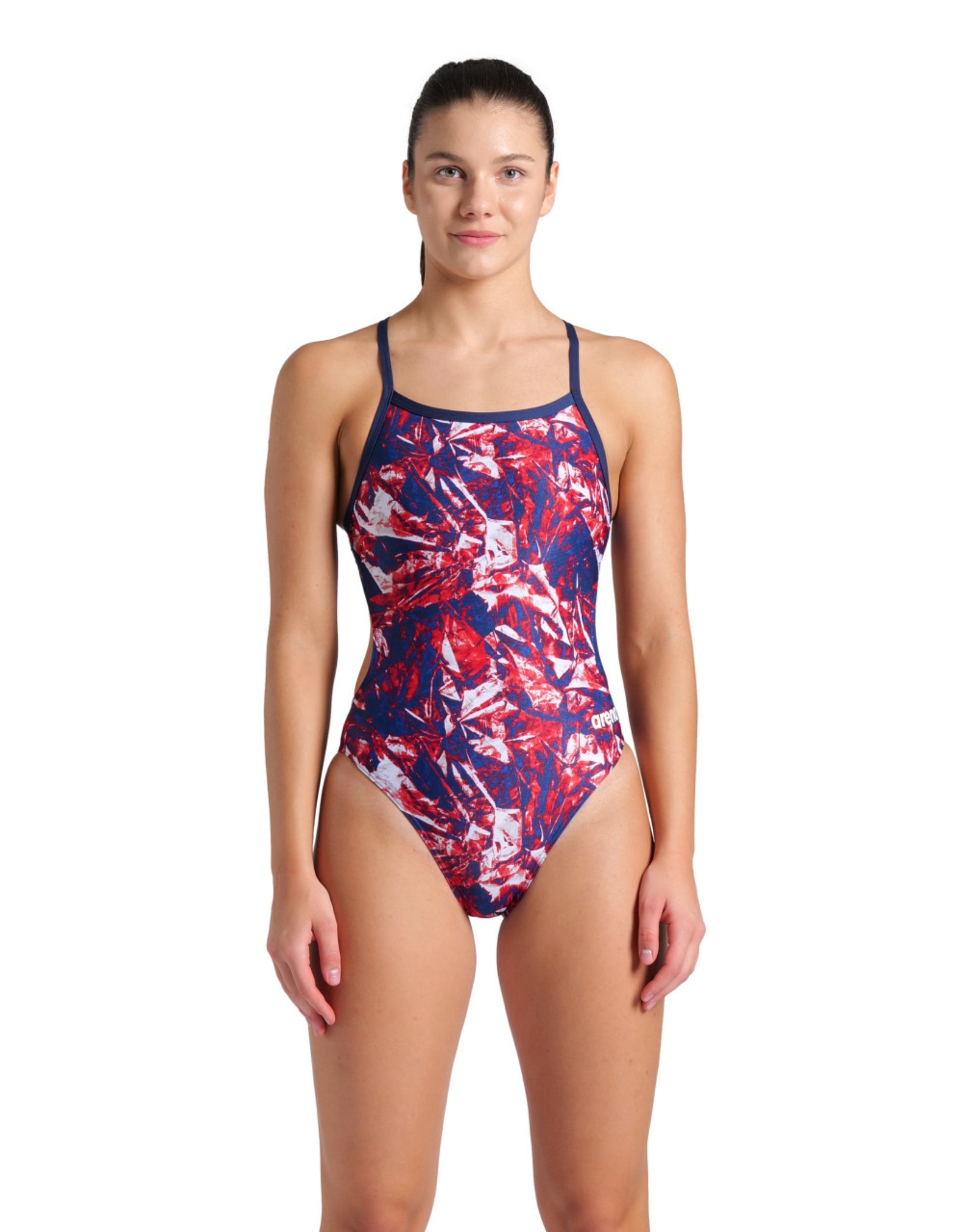 Crackle Challenge Back Swimsuit - Navy/Team Red | High Performance Competitive Swimwear for Women & Girls | Perfect for Pool, Beach & Water Sports