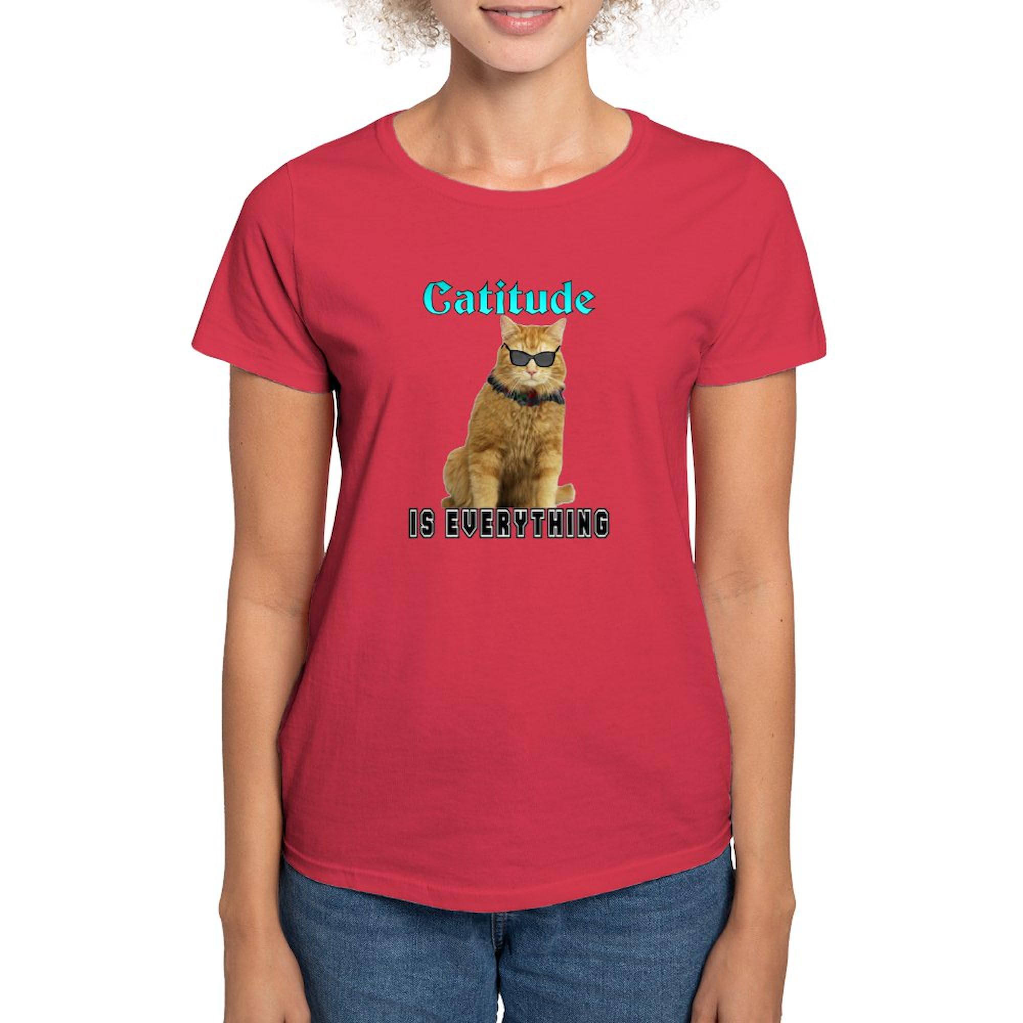 Catitude Women's Dark Cotton T-Shirt - Comfortable & Stylish Women's Tee for Casual Wear, Outings & Cat Lovers