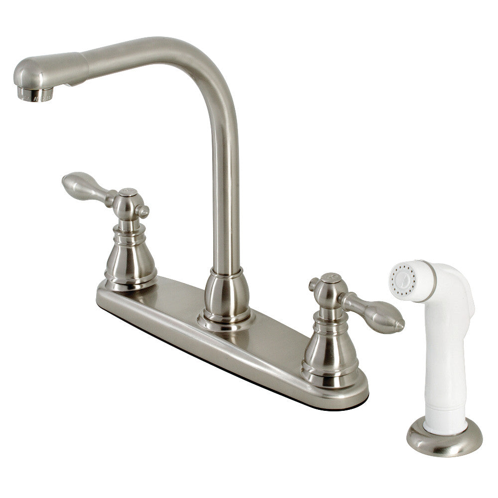 Kingston Brass KB715ACL American Classic Centerset Kitchen Faucet with Side Sprayer - High Arc Pull-Out Sprayer for Modern Kitchens | Perfect for Washing Dishes, Filling Pots & Cleaning Sinks