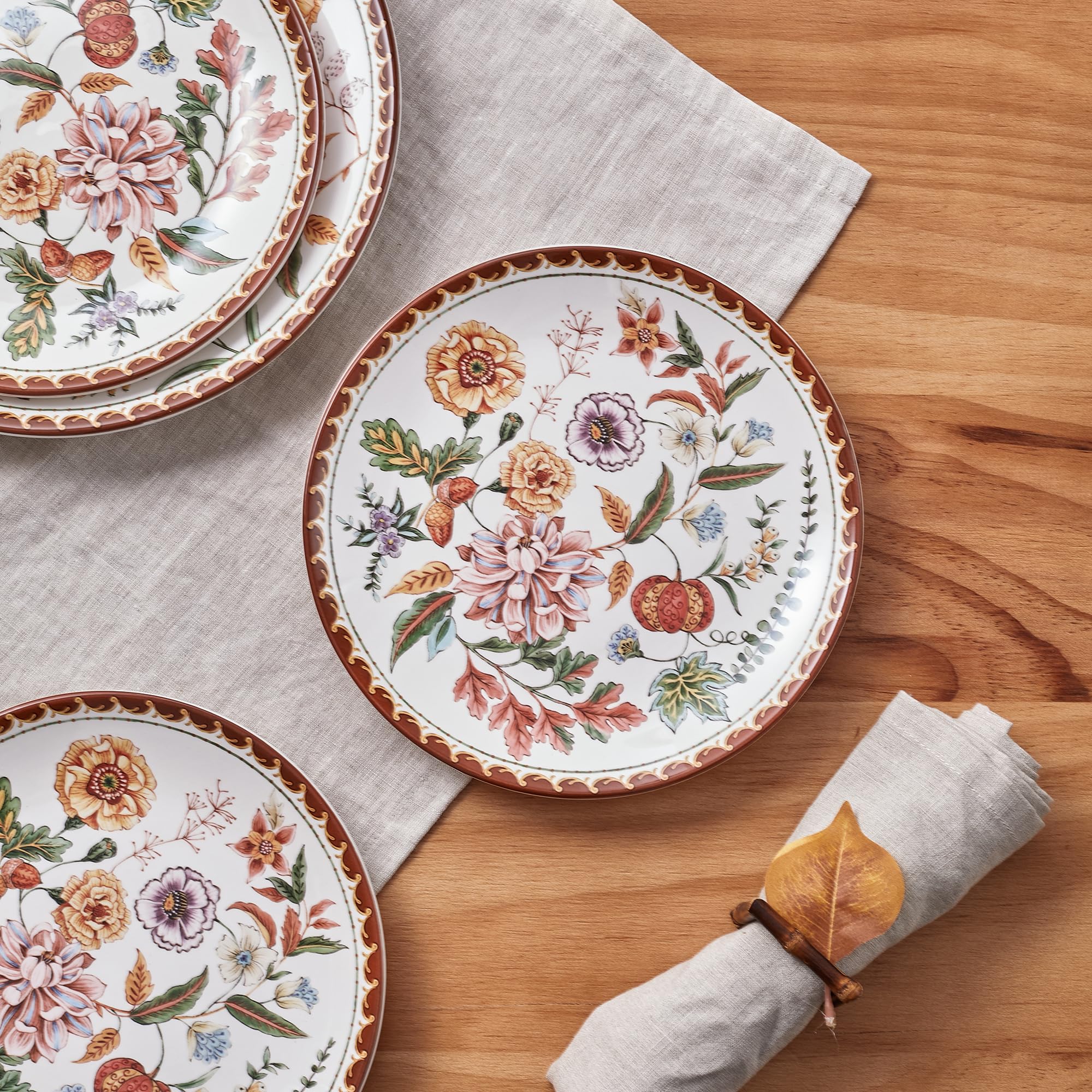 Bico Blooming Moment 8.75 Inch Salad Plates Set of 4 - Microwave & Dishwasher Safe Appetizer Dishes for Dining, Entertaining & Everyday Use