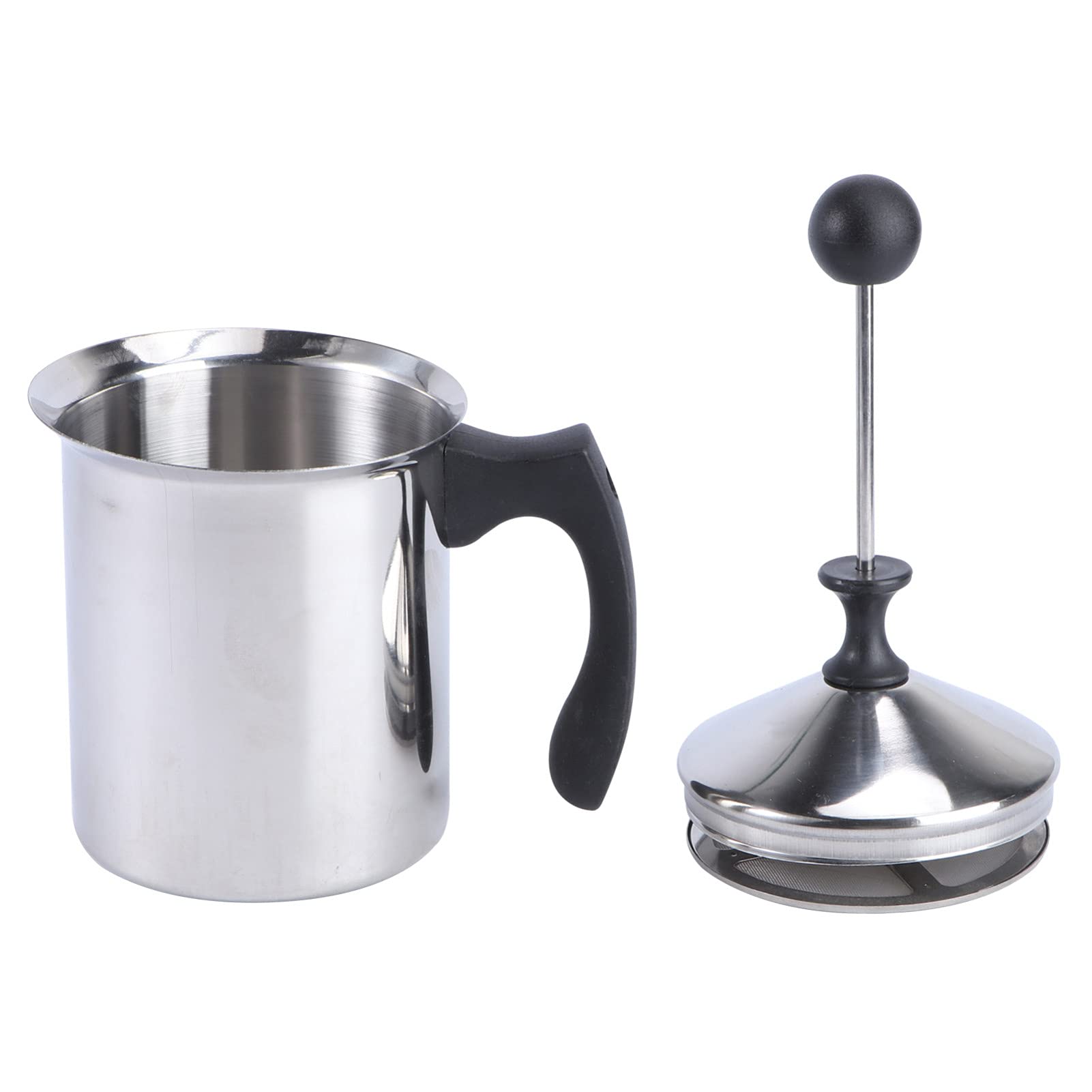 Hemoton Manual Milk Frother - Stainless Steel Hand Pump Whisk for Cappuccino, Hot Chocolate & Latte Foam - Portable Milk Foam Maker for Coffee, Tea & Baking - Perfect for Home, Office & Coffee Shops