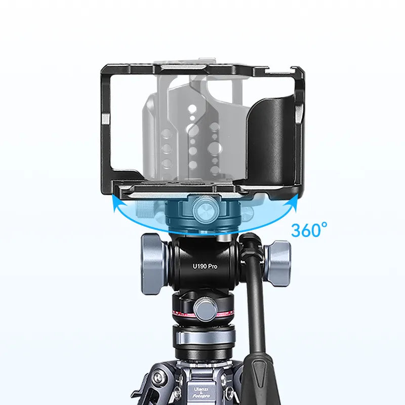 Ulanzi U 190 Pro Fluid Video Head Tripod Mount - Professional 360° Smooth Pan/Tilt Head for DSLR Camera, Smartphone, Action Cam - Perfect for Vlogging, Travel Filming & Live Streaming