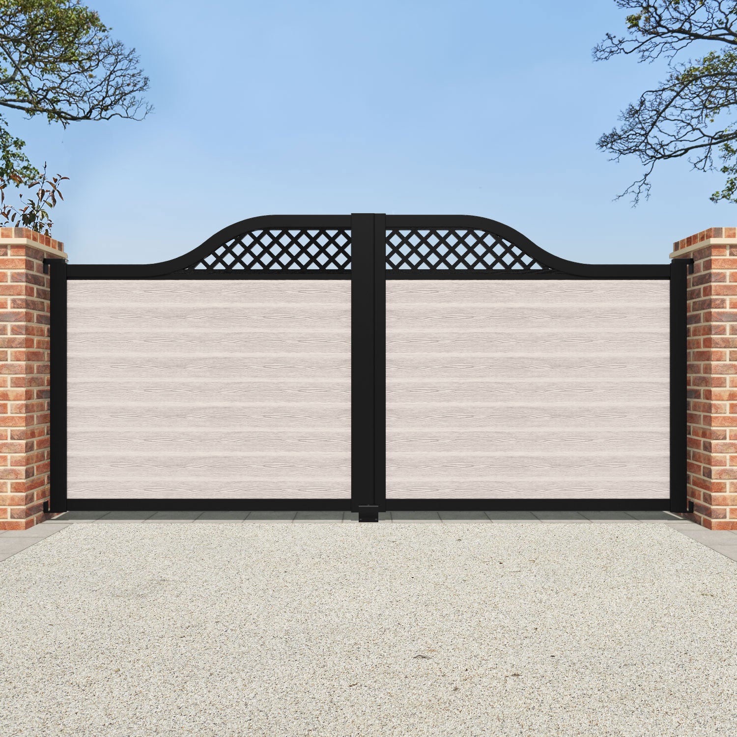Classic Hive Curved Top Driveway Gate - Mid Stone Design with Top Screen | Decorative & Secure Entrance for Homes, Gardens & Estates