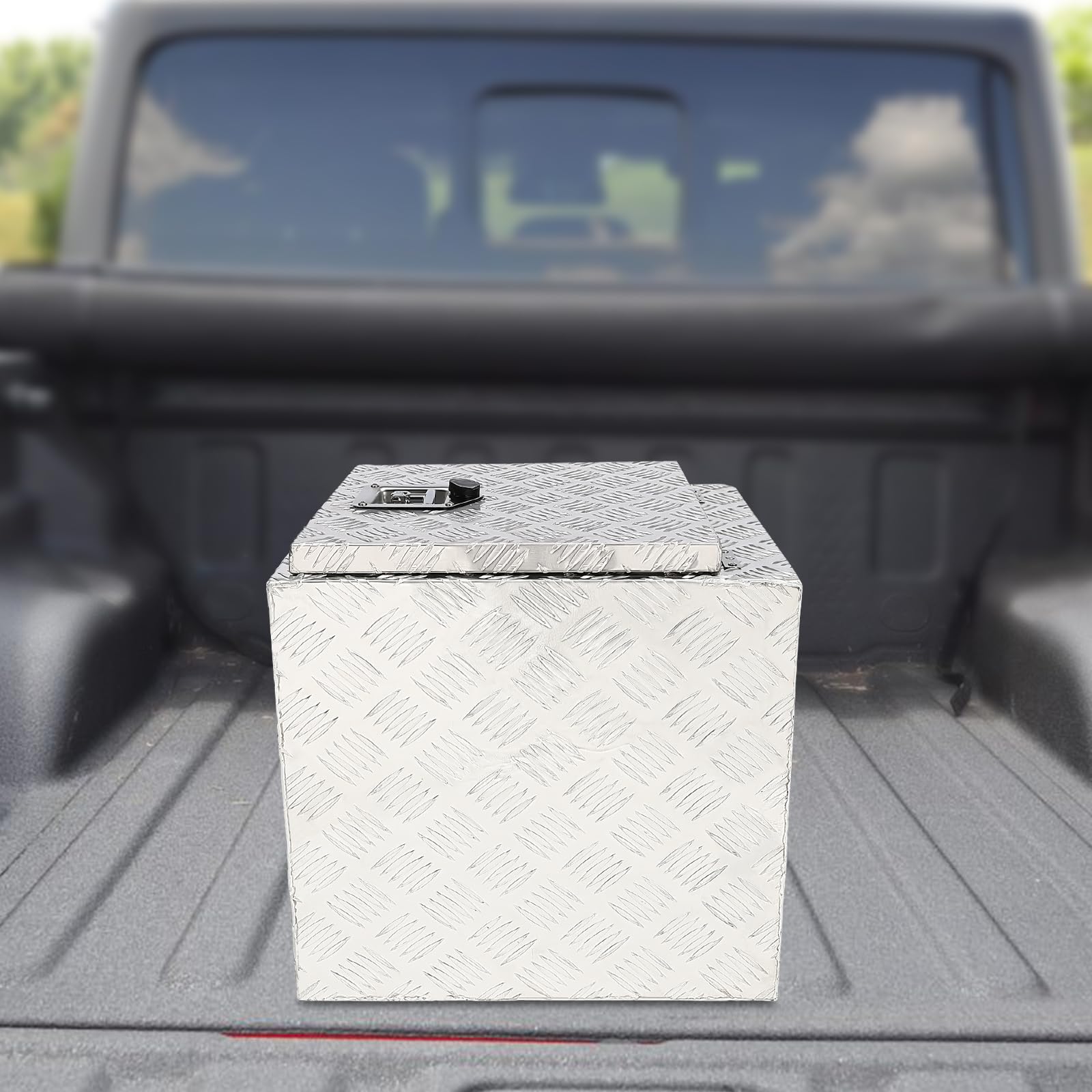 18 Inch Heavy Duty Aluminum Diamond Plate Underbody Tool Box with Lock & Keys – Secure Truck Bed Storage Organizer for Pickups, Vans & SUVs | Perfect for Construction, Camping & Road Trips