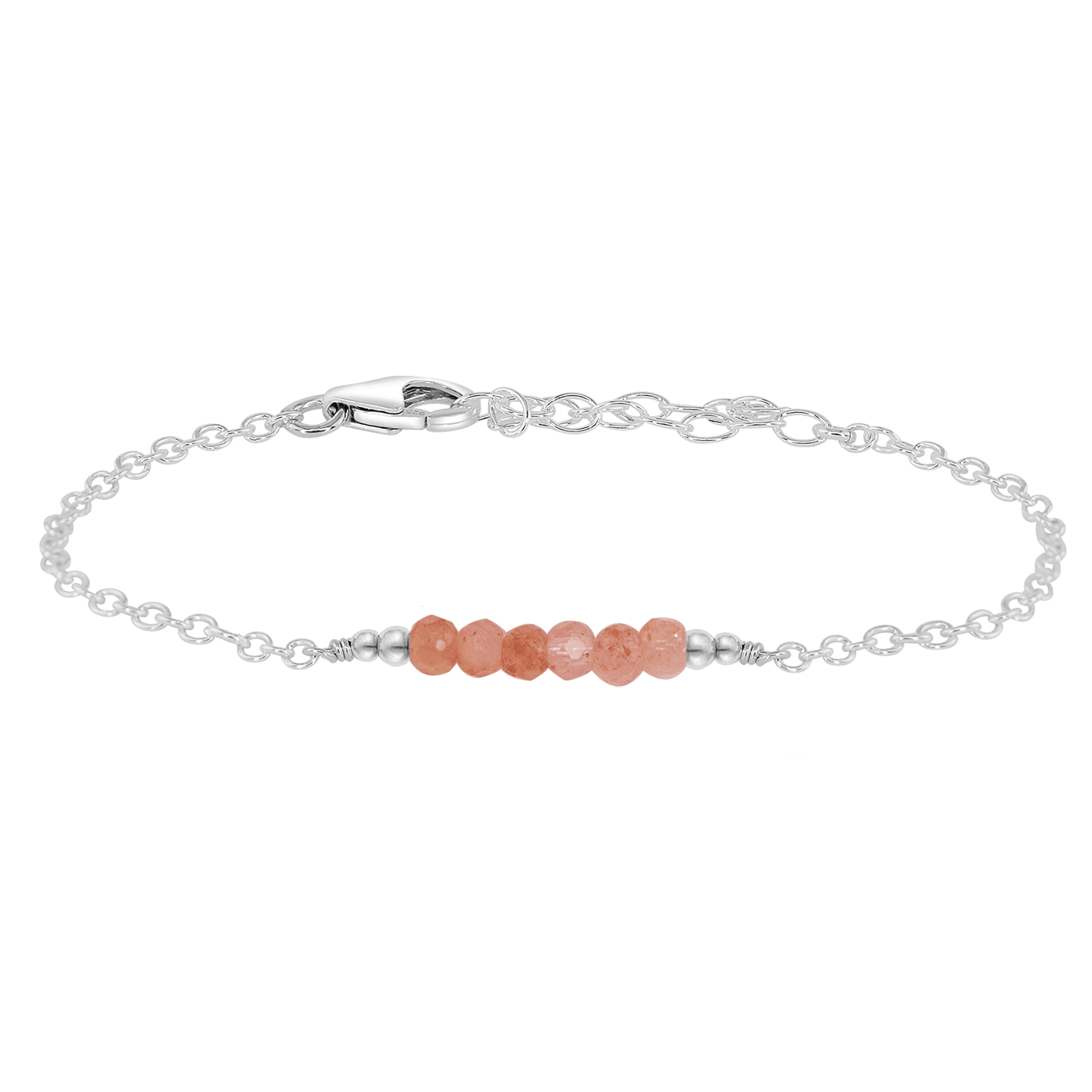 Sparkling Orange Sunstone Faceted Bead Bar Bracelet for Women - Natural Gemstone Jewelry for Healing, Energy & Fashion - Perfect for Yoga, Meditation & Boho Style Outfits