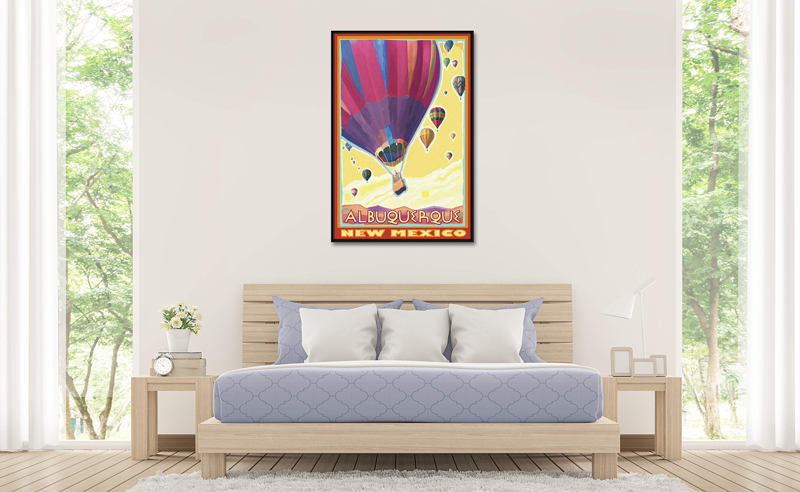 Albuquerque New Mexico Hot Air Balloons Framed Giclee Canvas Wall Art - 30