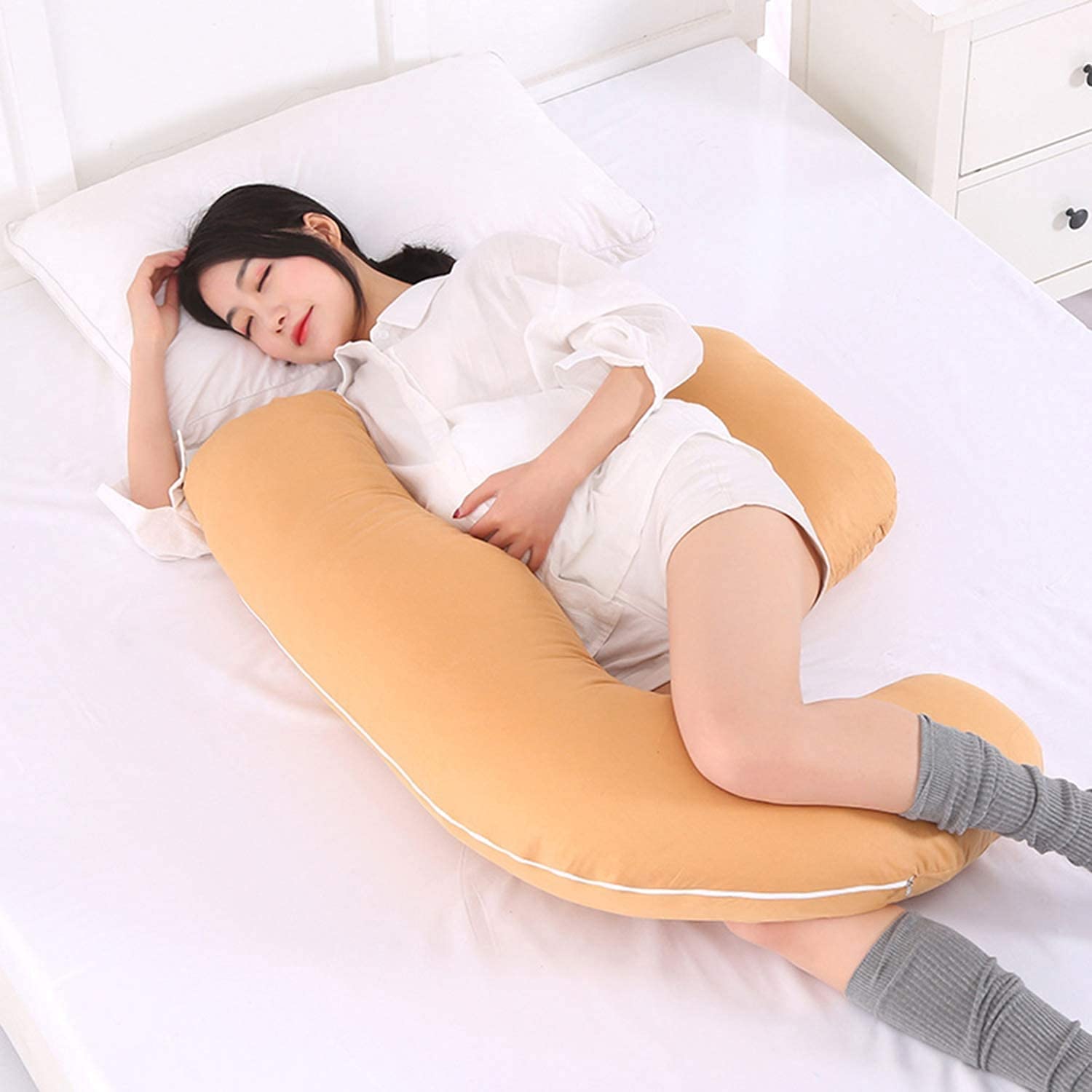 Best Pregnancy Pillow for Sleeping - Full Body Maternity Support for Back, Hips, Legs & Belly - Detachable & Washable Cotton Cover - Ideal for Side Sleepers & Comfort During Pregnancy