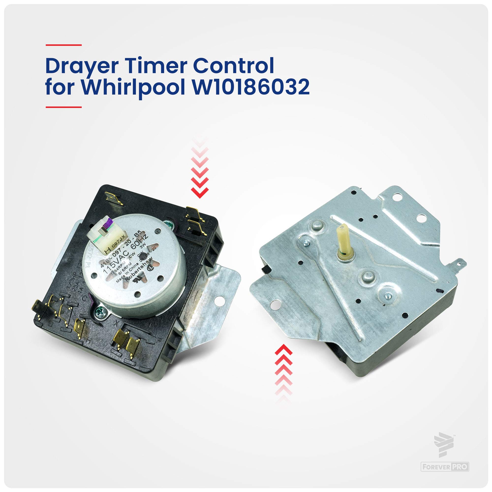 ForeverPRO WPW10186032 Dryer Timer Replacement for Whirlpool W10186032, 2116926, AH3500198, EA3500198 - Compatible with Whirlpool Dryers for Precise Drying Cycles