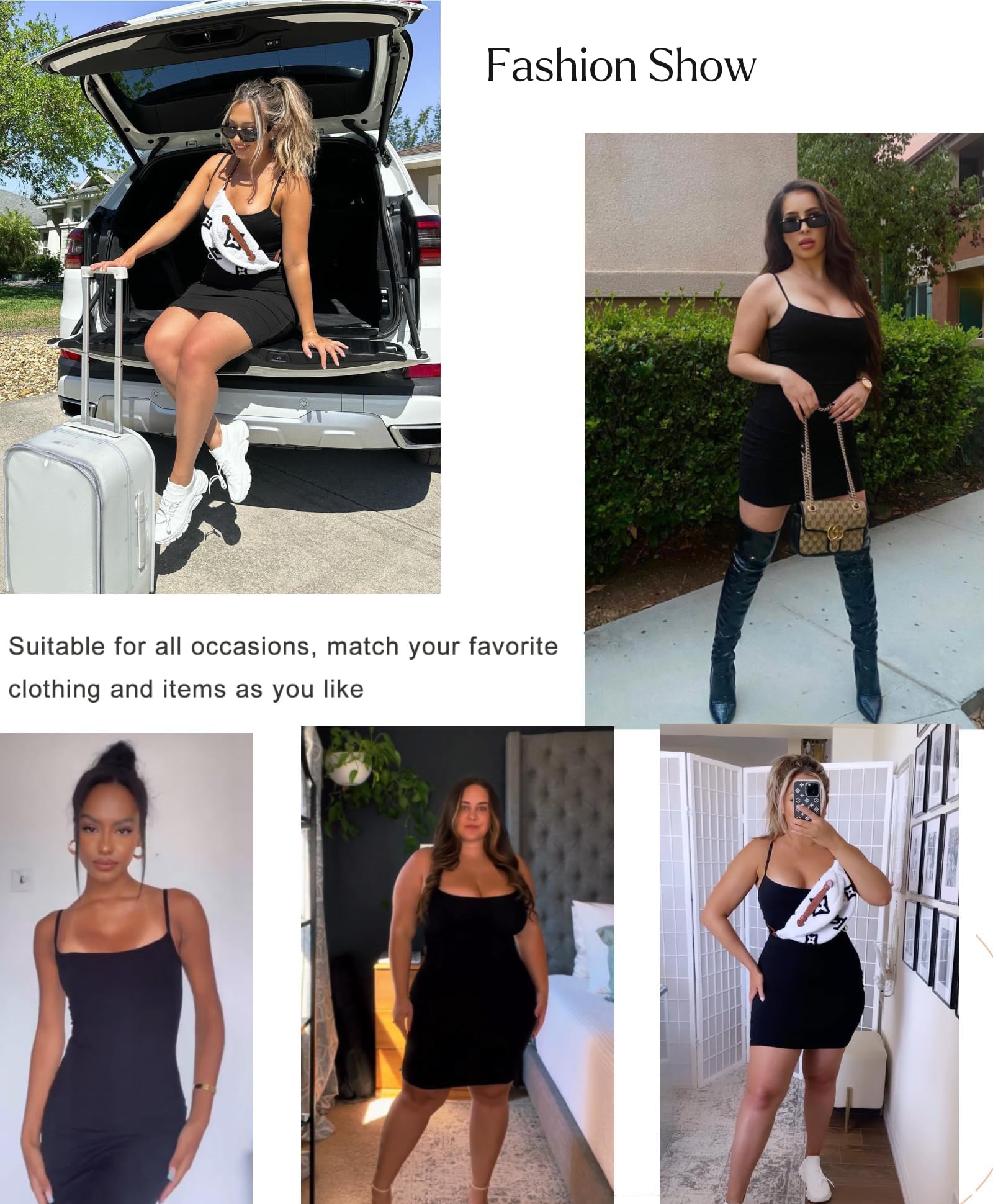 Popilush Women's Cocktail Dress 2025 | Summer Spaghetti Strap Shapewear Mini Dress | Bodycon Party Club Dress for Going Out | Perfect for Nightlife, Date Nights & Special Occasions