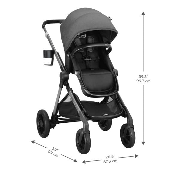 Evenflo Pivot Xpand Modular Stroller - Sabino Gray | Lightweight Travel System with Car Seat Compatibility | Perfect for Newborns, Toddlers & On-the-Go Families