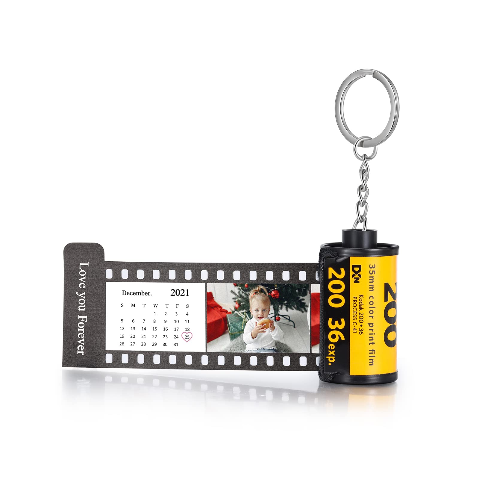 Custom Memory Camera Roll Keychain - Personalized Photo Film Keychain for Travel, Wedding & Anniversary Gifts - Unique Keepsake for Couples, Friends & Family