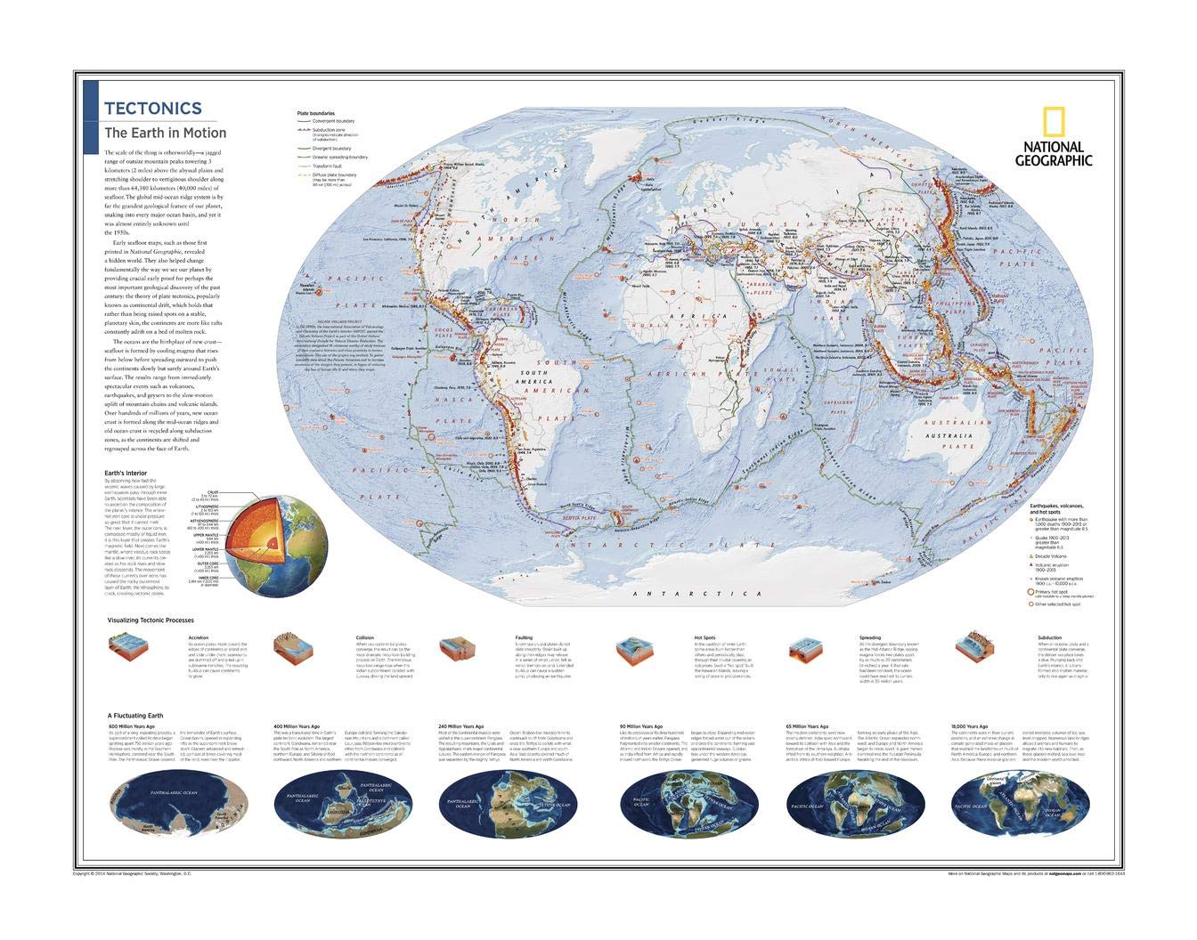 National Geographic World Tectonic Plates Wall Map - 28x22 Inches - Educational Geography Poster - Perfect for Classrooms, Home Study & Science Enthusiasts