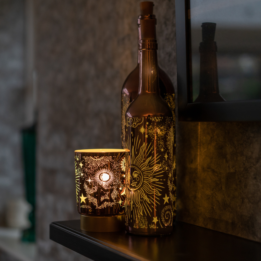 Celestial Copper Table Lamp - Modern Home Decor for Living Room, Bedroom & Office - Elegant Lighting Fixture for Ambient & Accent Illumination