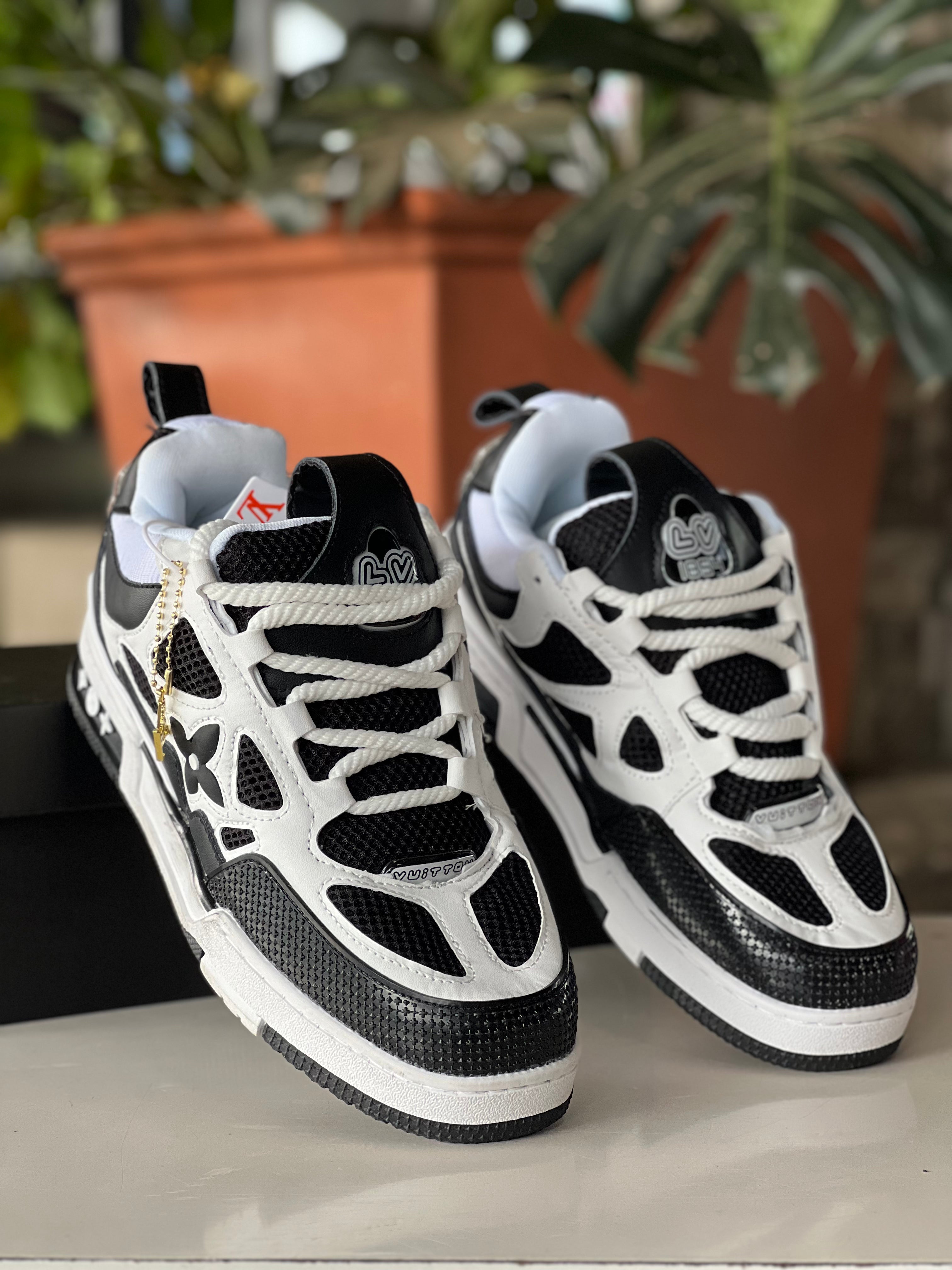 Authentic Louis Vuitton Skate Sneakers - Black & White Colorway | Luxury Streetwear Fashion for Men & Women | Perfect for Urban Style, Skateboarding & Casual Wear