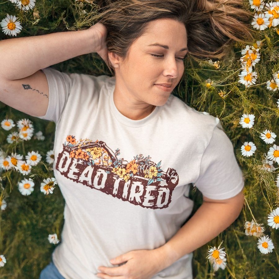 Women's Dead Tired Boyfriend Fit T-Shirt - Soft & Comfortable Oversized Cotton Tee for Lounge, Sleep & Casual Wear