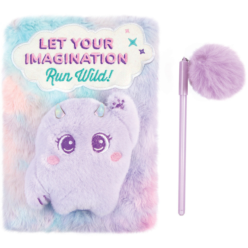 3C4G Imagination Land Wild Style Plush Journal & Pen Set - Soft Fuzzy Friend Notebook with 192 Pages - Perfect for Journaling, Note Taking, and Creative Writing