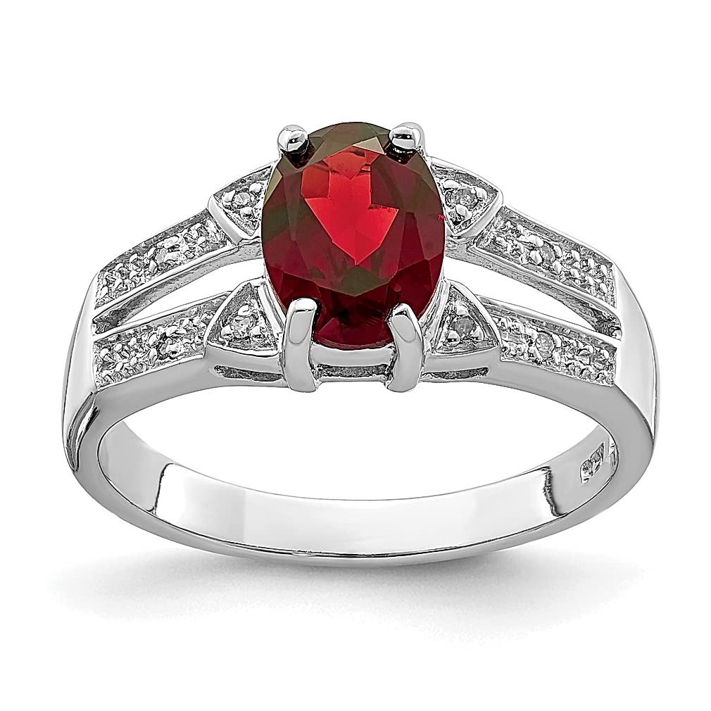 925 Sterling Silver Red Garnet Diamond Band Ring for Women | Genuine Gemstone Fine Jewelry | Anniversary, Birthday & Valentine's Day Gift for Her | Perfect for Weddings, Parties & Special Occasions