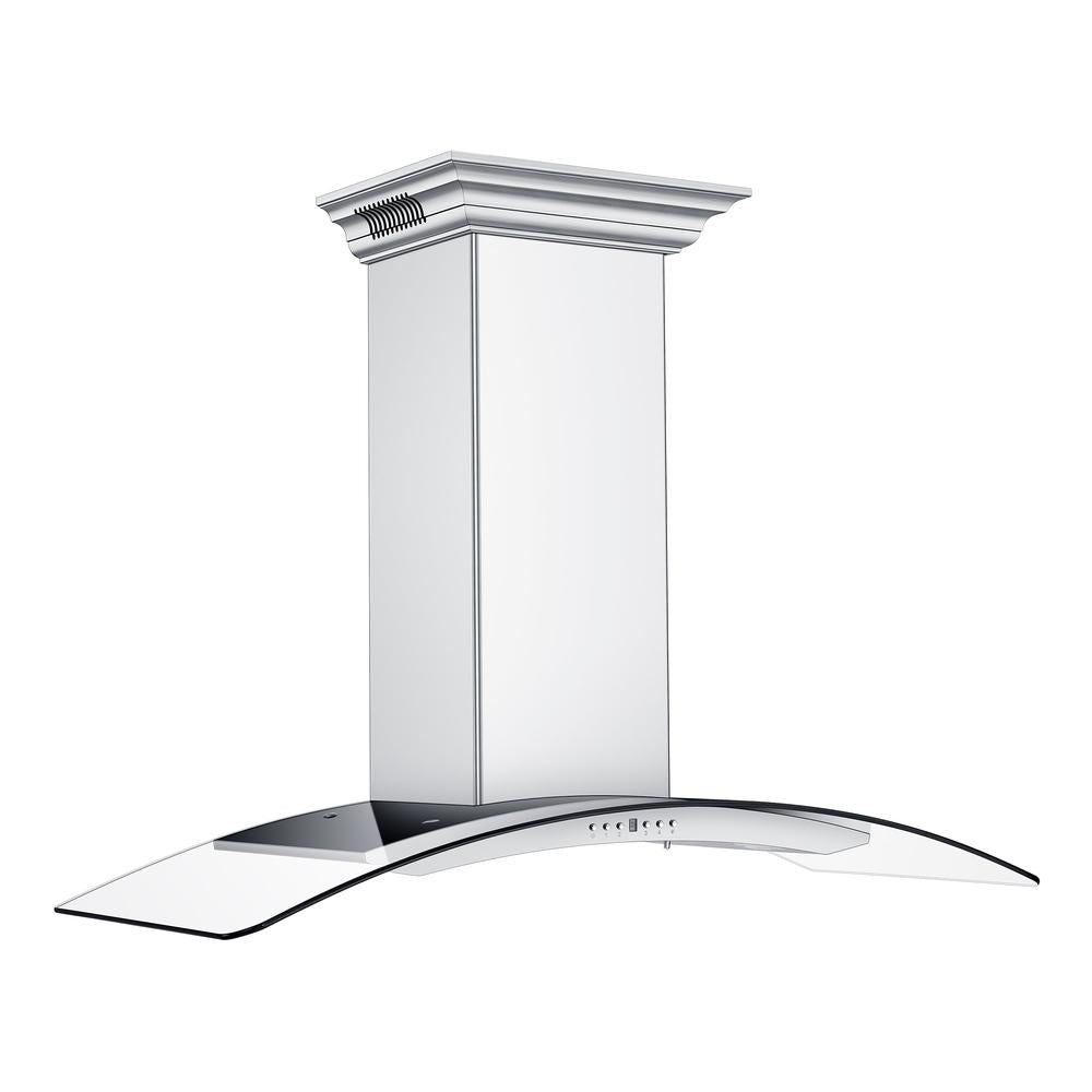 ZLINE KN4CRN BT Stainless Steel Wall Mount Range Hood with Ducted Ventilation & Built-in CrownSound Bluetooth Speakers - Perfect for Modern Kitchens & Open-Concept Living Spaces