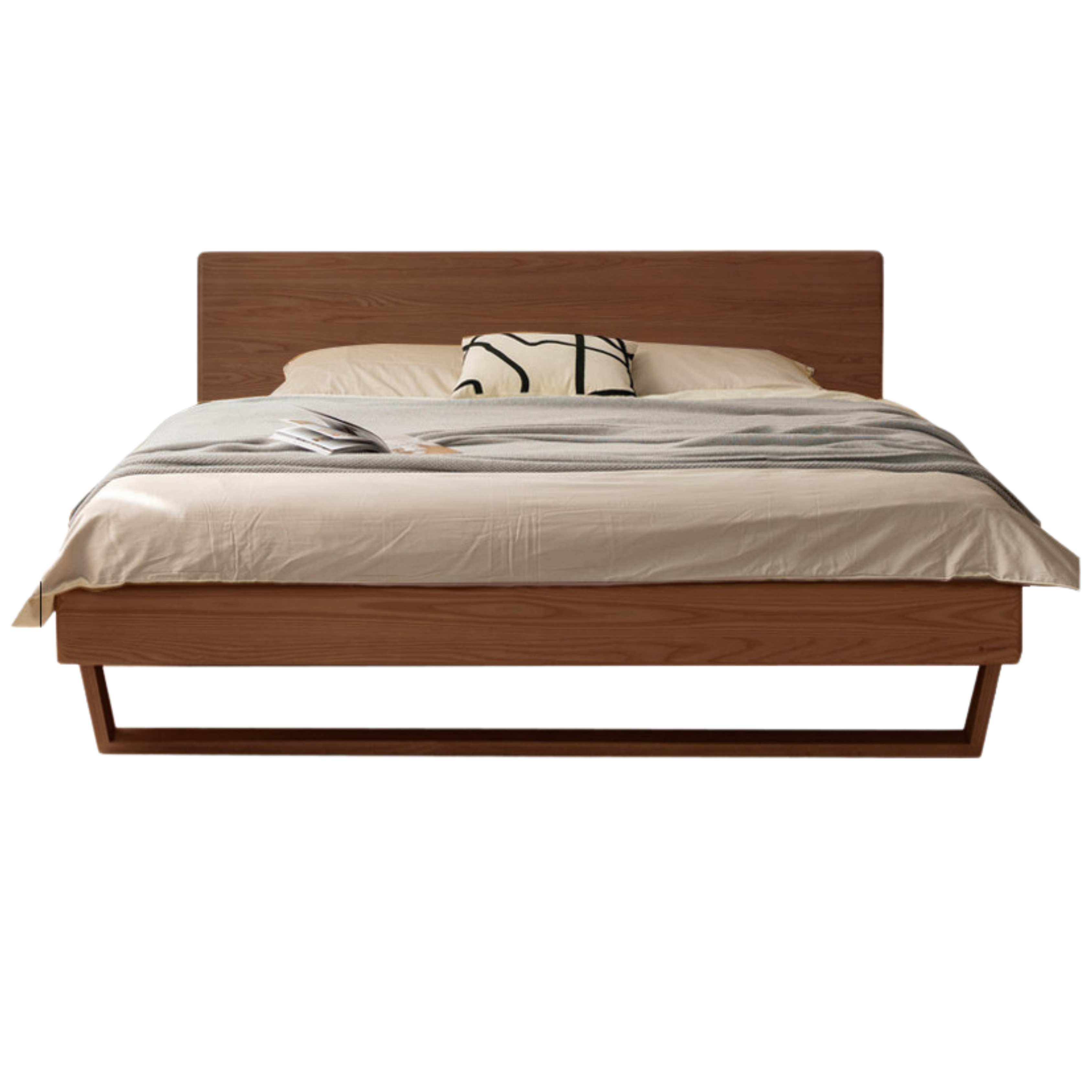 Walnut color Ash High-rise floating bed