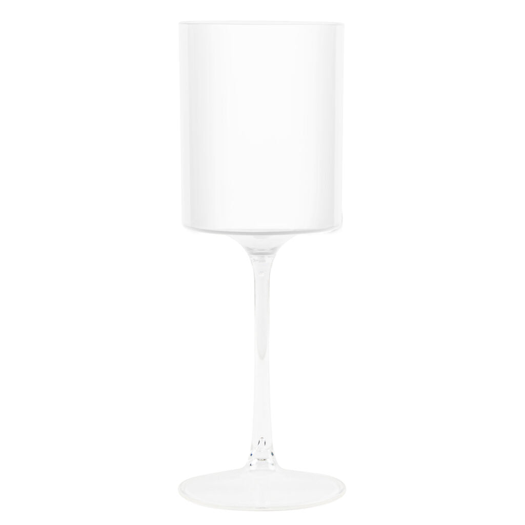 Elegant Two-Tone 14 Oz White & Clear Plastic Wine Goblets - Set of 5 - Perfect for Outdoor Parties, Weddings & Picnics
