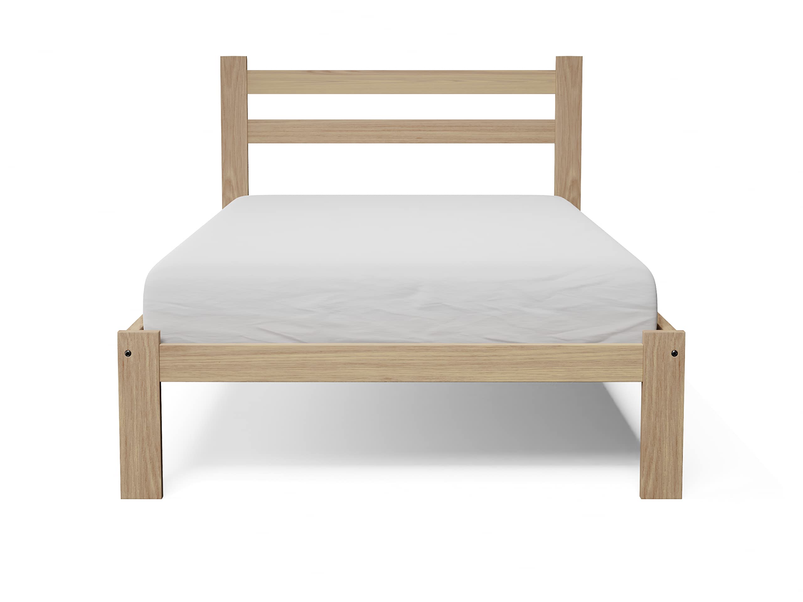 Solid Pine Twin Bed Frame with Slats Support - Unfinished Wooden Single Bed for Kids, Boys & Girls Bedroom | Ready to Finish DIY Project | Perfect for Children's Room, Guest Room or Dormitory