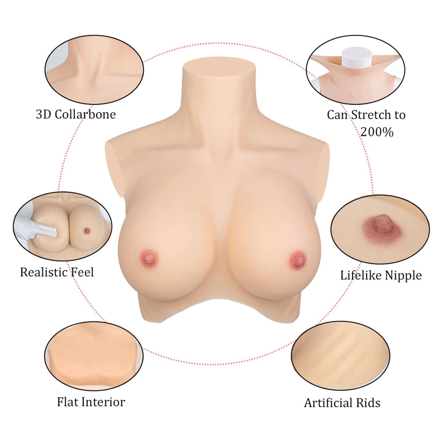 Premium Silicone Breastplate - C to G Cup Natural-Looking Fake Breasts for Crossdressers, Transgender & Drag Queens | Comfortable & Realistic Breast Forms for Cosplay, Costumes & Gender Affirmation