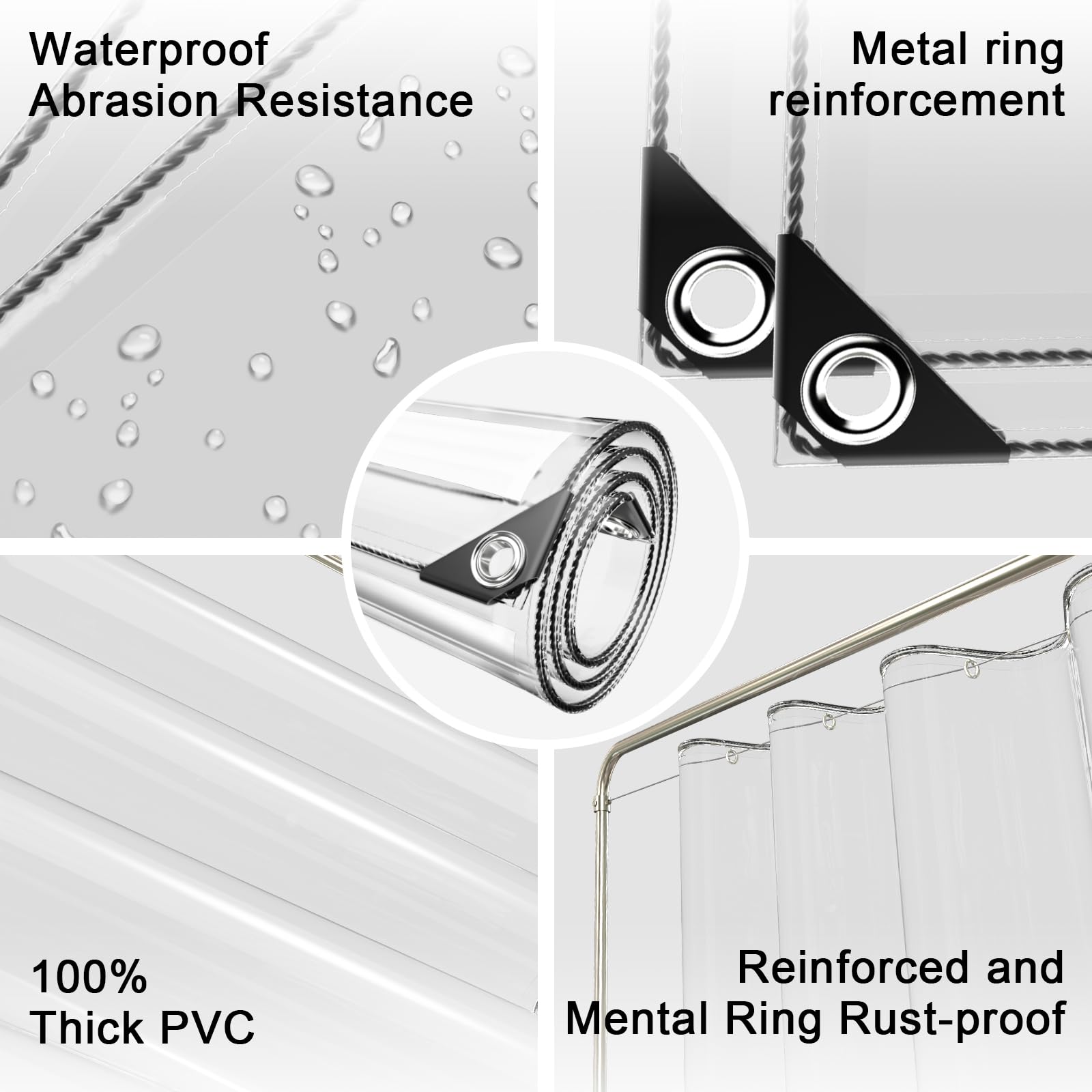 8x16 ft Heavy Duty Clear Waterproof Tarp - 11.8 Mil PVC Tarpaulin with Reinforced Grommets & Cable Ties - Tear Resistant Cover for Camping, Greenhouse, Car Protection, Patio Furniture, Pavilion Shelter - Ideal for Outdoor Use, Emergency Cover & Weather Protection