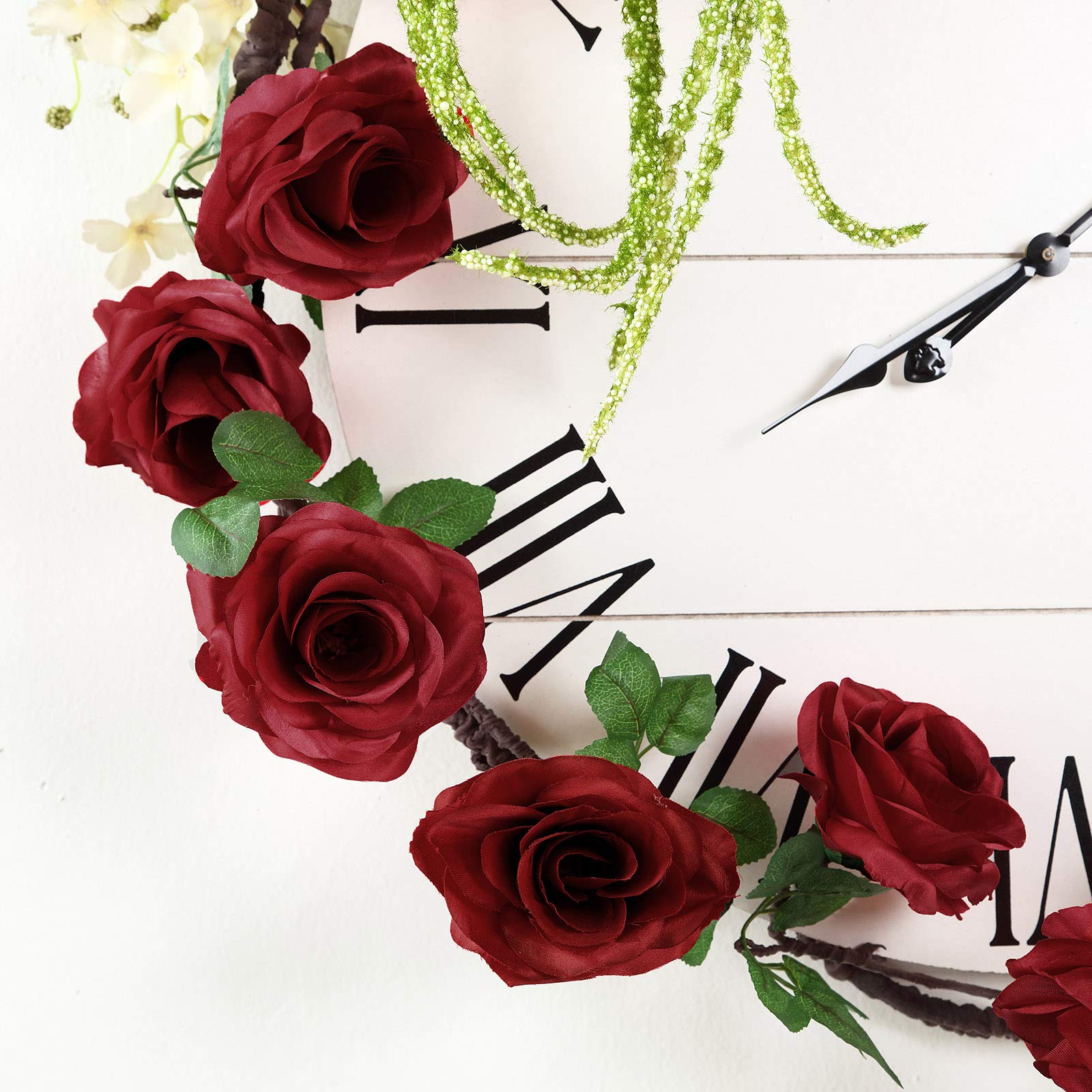 6ft Silk Rose Flower Garland with Leaves - Elegant Wedding Centerpiece, Party Decor, Bouquet Arrangement for Wholesale (Perfect for Weddings, Baby Showers & Home Decoration)