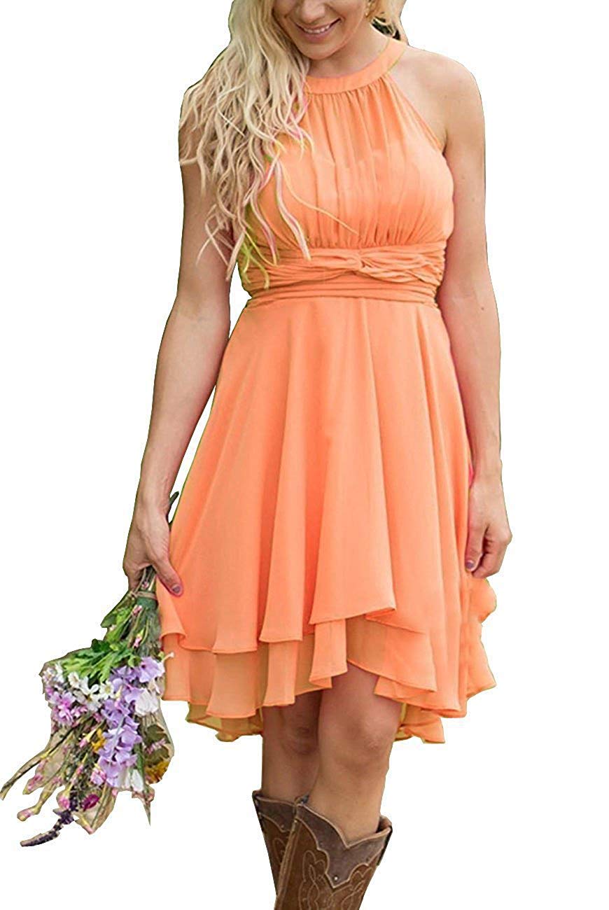 Elley Plus Size Bridesmaid Dresses Short Sleeve - Western Country Wedding Guest Dress for Women in Orange (US Size 18) | Perfect for Summer Weddings, Garden Parties & Formal Events