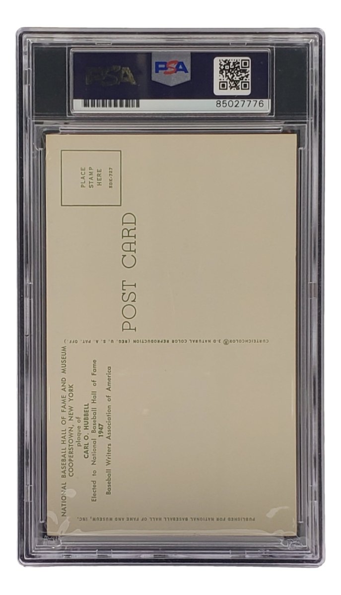 Carl Hubbell Autographed 4x6 New York Giants Hall of Fame Plaque Card with PSA/DNA Certification #85027776 - Perfect for Sports Memorabilia Collectors and Baseball Fans Display
