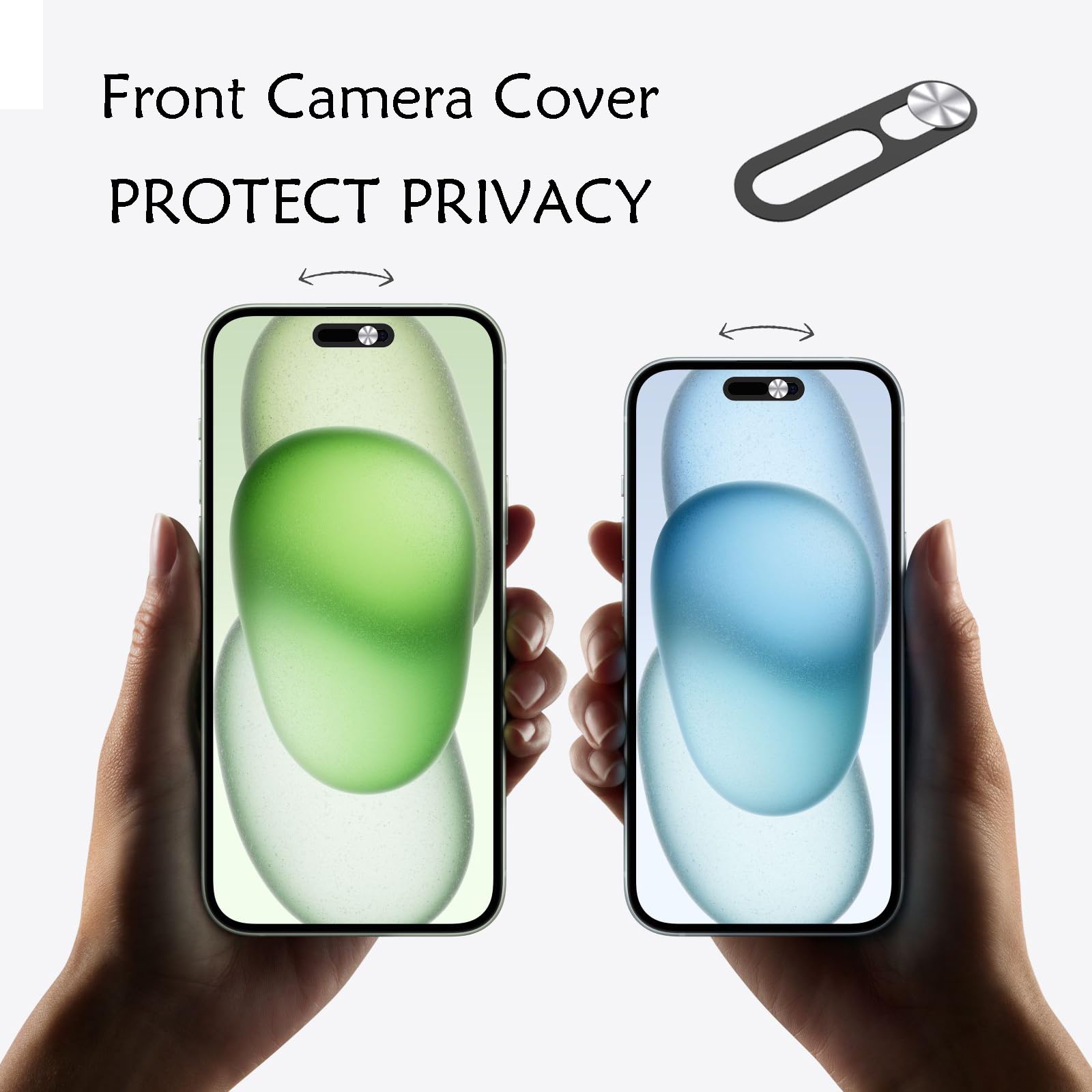 Privacy Webcam Cover Protector for iPhone 14 Pro/15 Pro/16 Pro Series - 2 Pack Camera Lens Slider for Front & Rear Cameras - Anti-Spy Security Shield for MacBook, Laptop, Tablet - Perfect for Video Calls & Online Meetings (Silver)