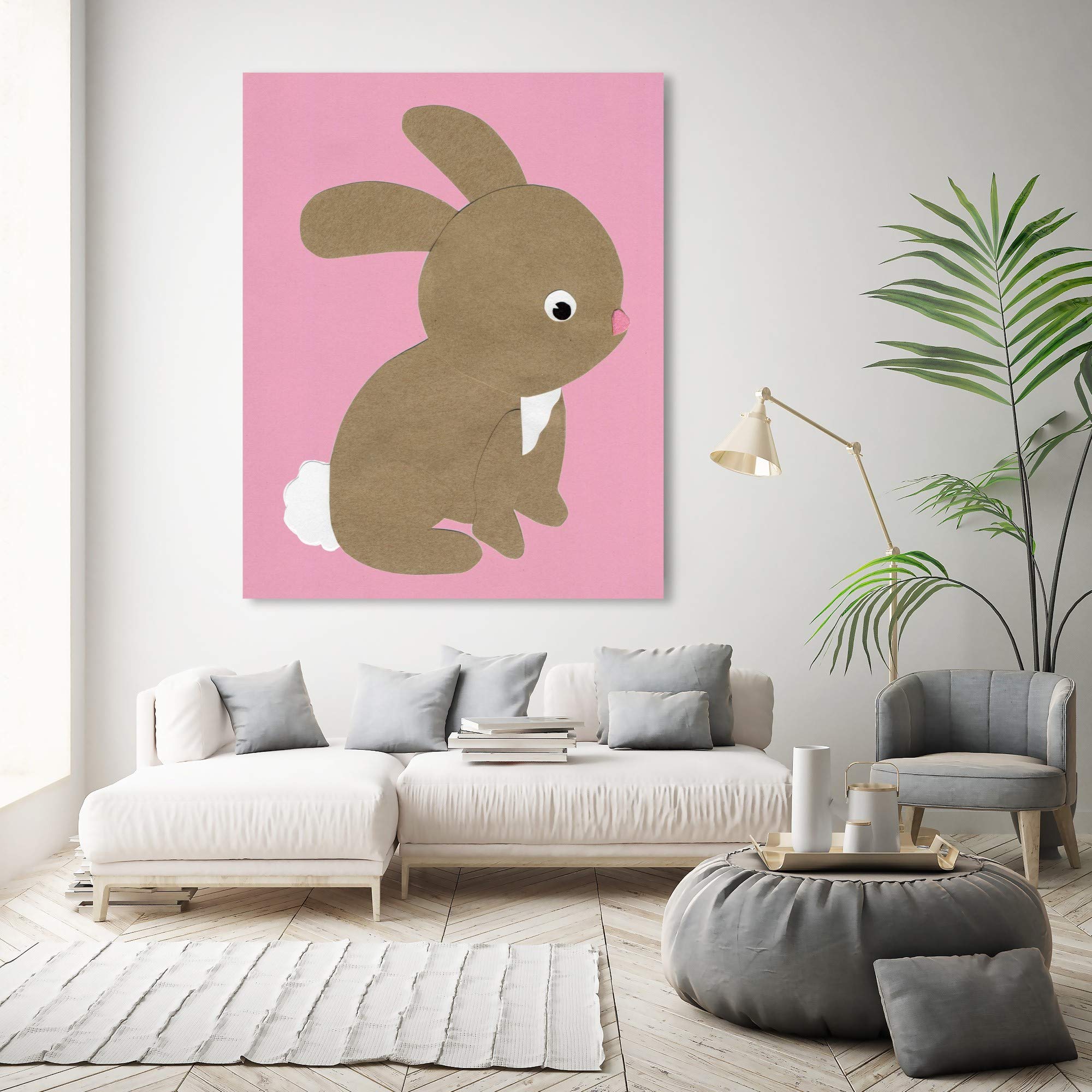 Oliver Gal Artist Co. Kids Wall Art - Rabbit Canvas Print for Nursery & Children's Bedroom Decor, 36x45 Inches, Brown & Pink - Perfect for Baby Rooms, Playrooms & Toddler Spaces