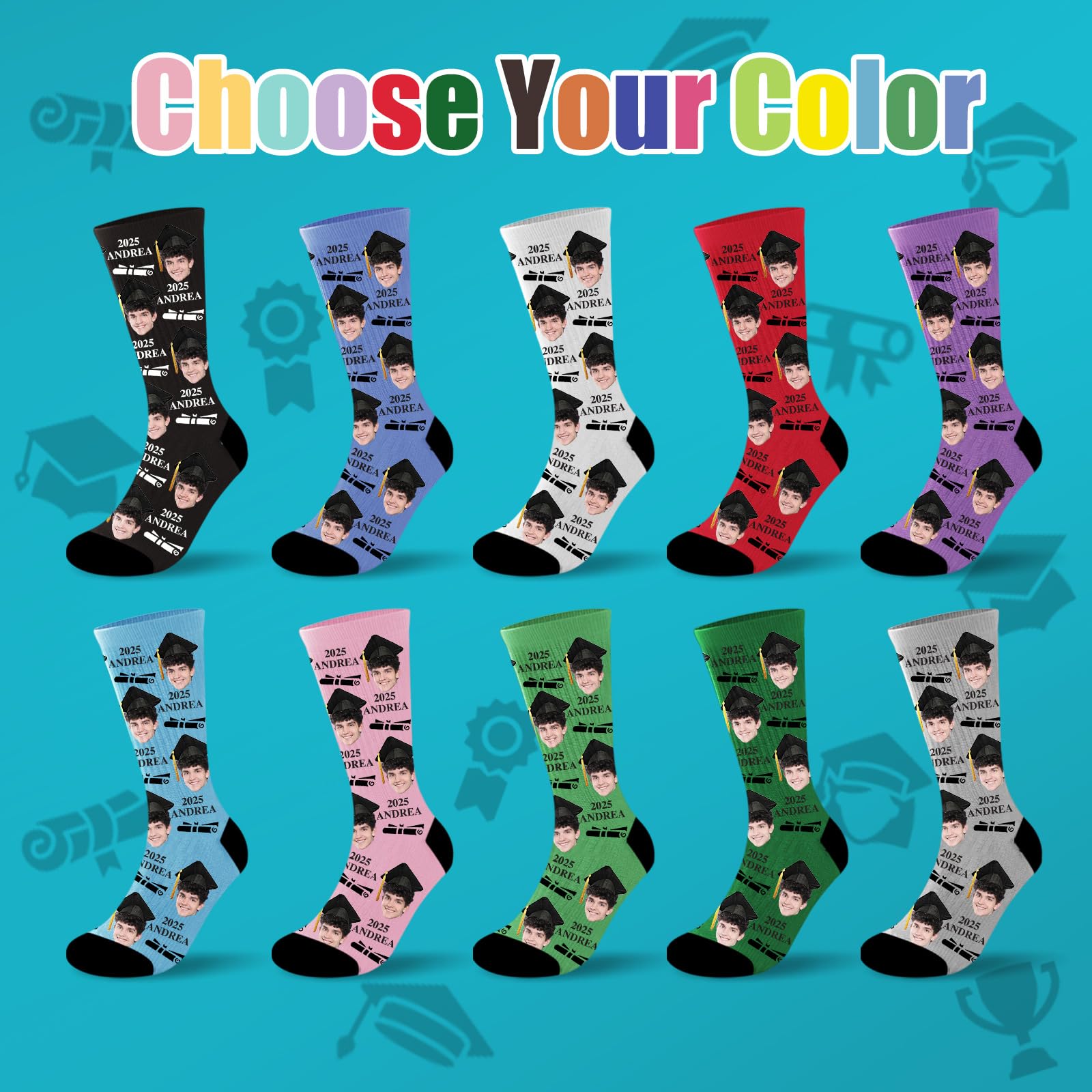 **Dreamdecor 2025 Graduation Gifts for Him & Her - Custom Face Photo Socks for Men & Women - Funny Personalized Nurse & Class of Socks - Perfect for Graduation Parties, Gag Gifts & Unique Keepsakes**