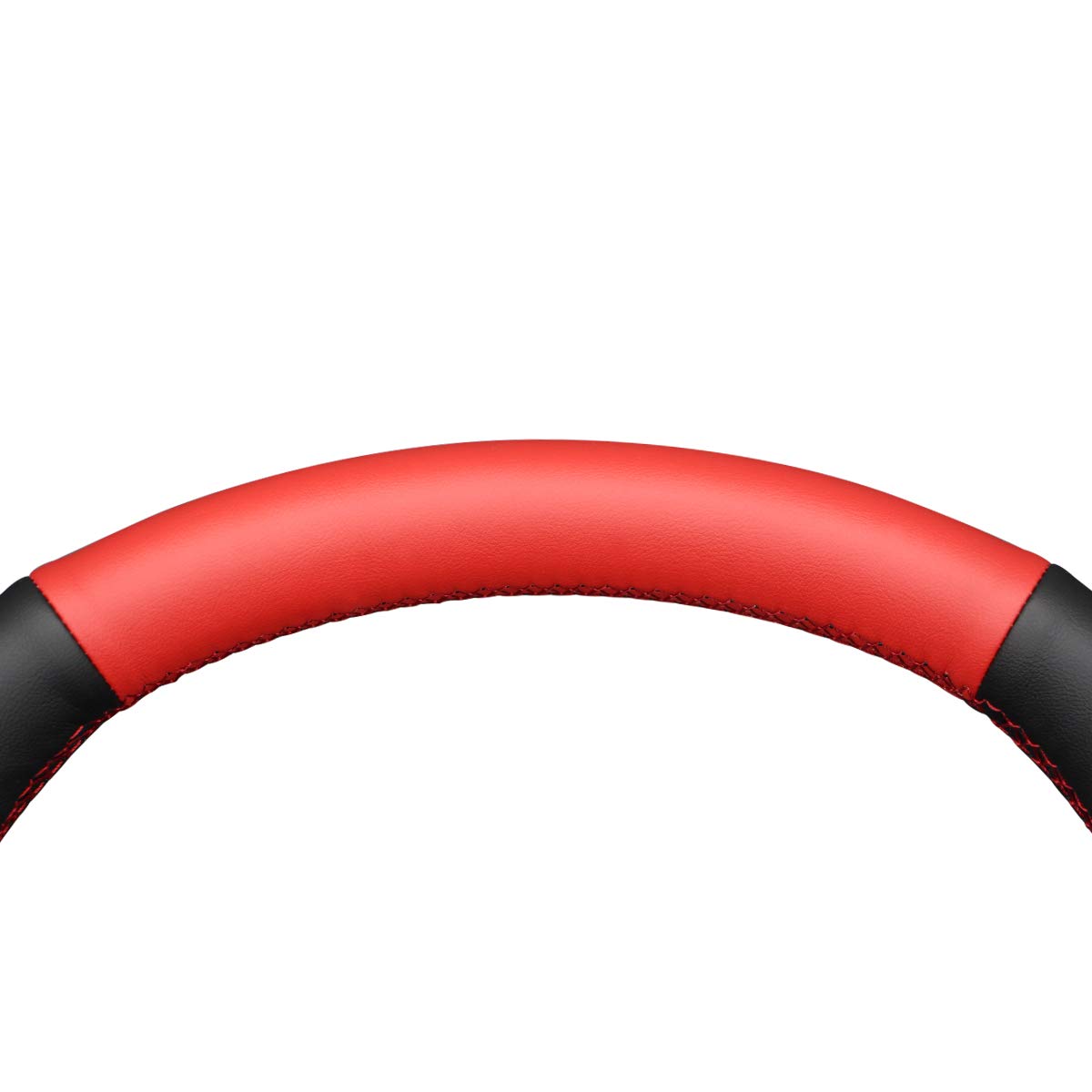 MEWANT DIY Hand Sewing Steering Wheel Cover for Honda Civic 8th Gen 2006-2009 (3-Spoke) - Breathable Red & Black Leather Wrap with Red Stitching - Perfect for Custom Car Interior Upgrade & Comfortable Driving