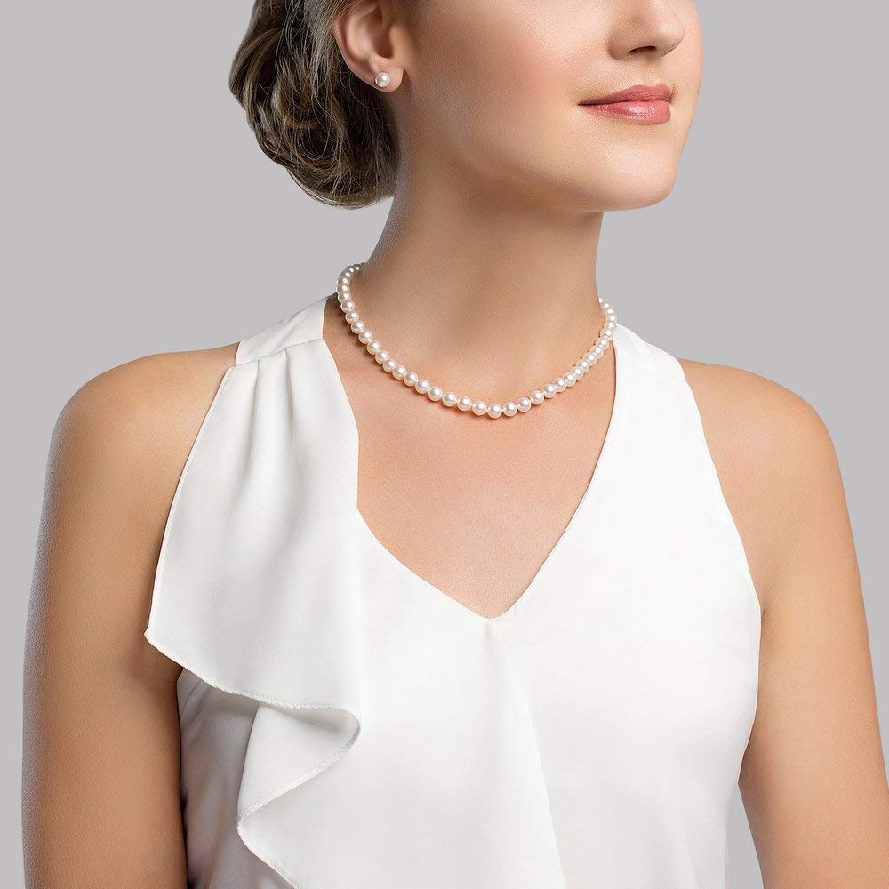 14K Gold Japanese Akoya Pearl Necklace - 17