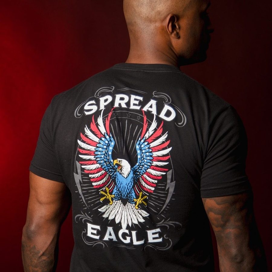 Spread Eagle Graphic T-Shirt for Men - Black Cotton Tee for Casual Wear & Street Style