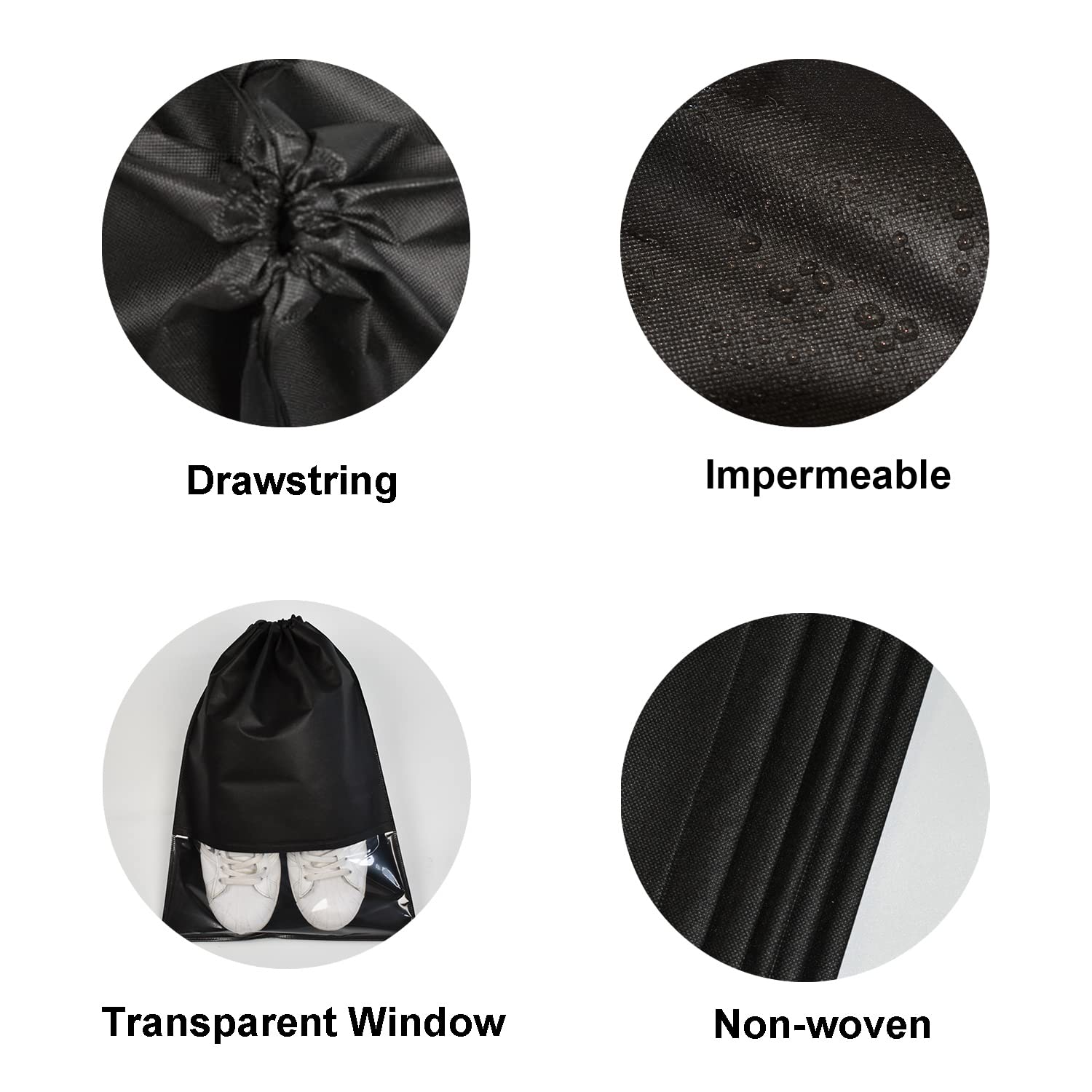 8PCS Travel Shoe Bags with Drawstring - Breathable Shoe Pouches for Men & Women - Large Shoe Organizer for Gym, Sports, Vacation & Storage