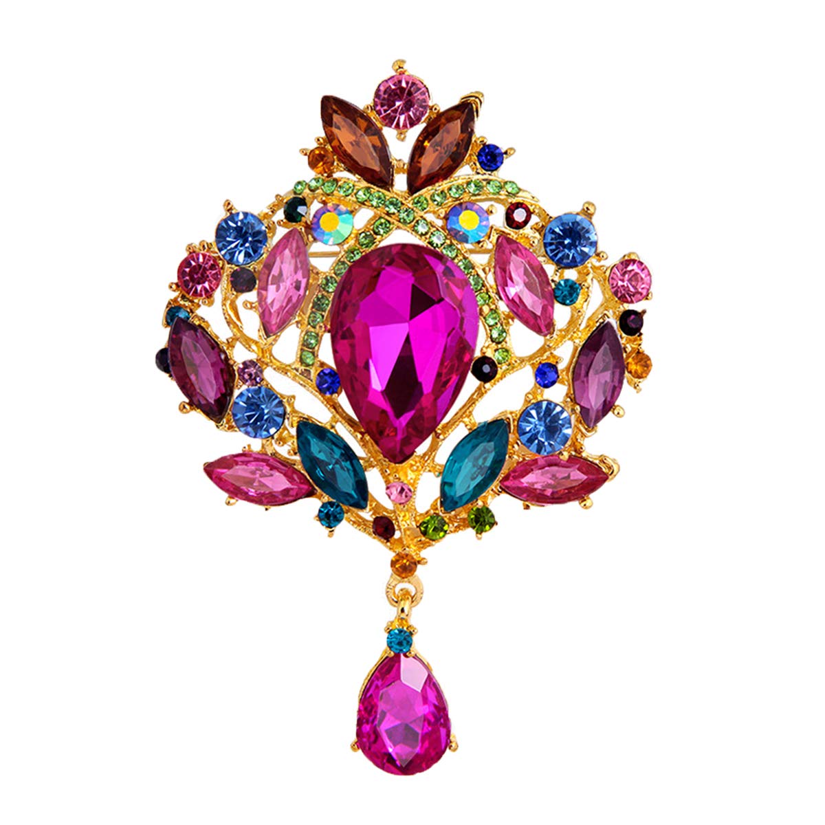 Seven Wolves Rhinestone Crown Brooch for Women - Elegant Dress Accessory