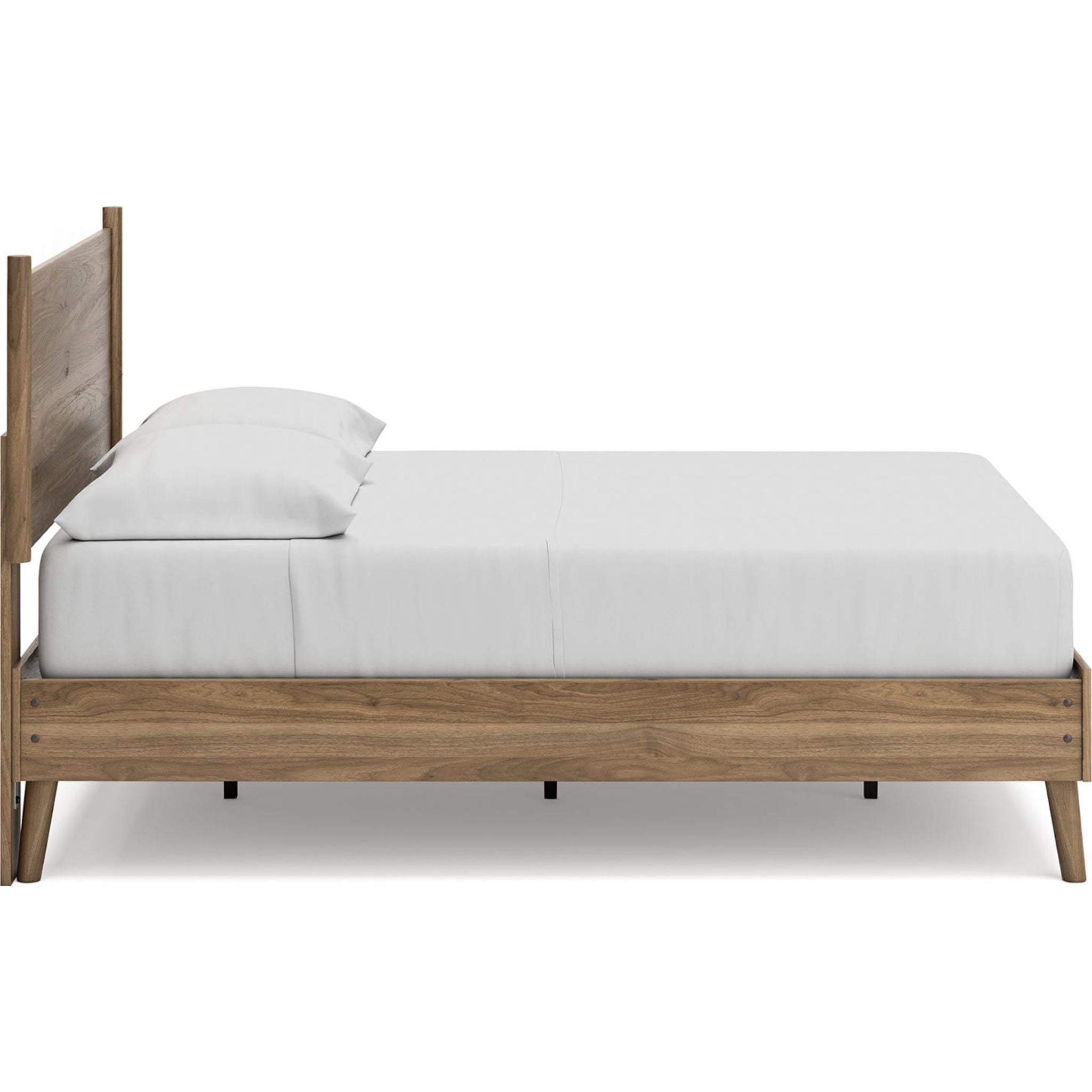 Aprilyn Full Platform Bed Frame - Honey Finish, Queen Size, Solid Wood, Modern Minimalist Design for Bedroom, Living Room, or Guest Room