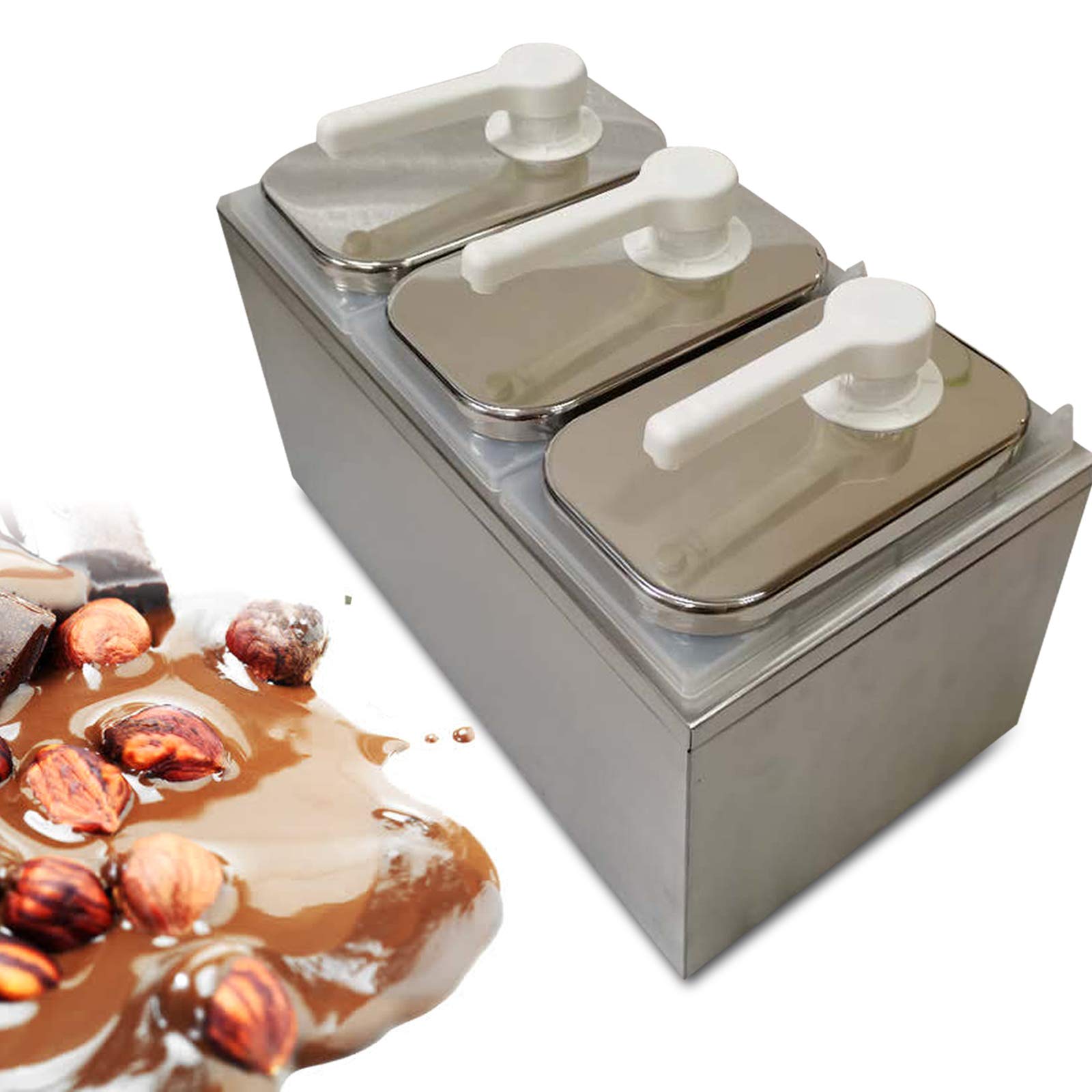 3-Head Stainless Steel Condiment Pump Station - Triple Sauce Dispenser for Salad, Jam, Seasoning & Dressings | Commercial Kitchen & Buffet Essential