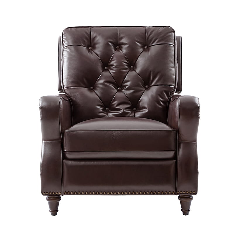 Myria Genuine Leather Nailhead Recliner Chair - Modern Living Room Furniture with Tufted Back and Padded Armrests | Perfect for Home Theater, Gaming, and Relaxation