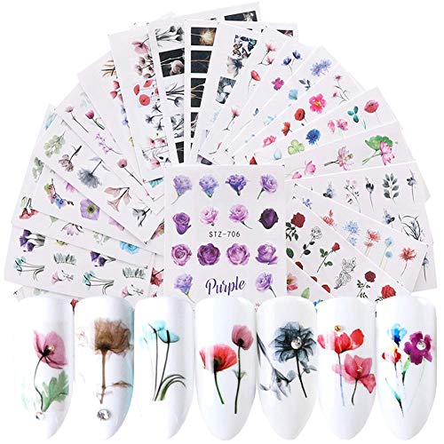 Trendy Club Nail Stickers for Women - 29 Sheets Water Transfer Nail Decals with Natural Leaf & Flamingo Flower Designs - DIY Nail Art Supplies for Fingernails & Toenails - Perfect for Parties, Weddings, and Everyday Nail Decorations